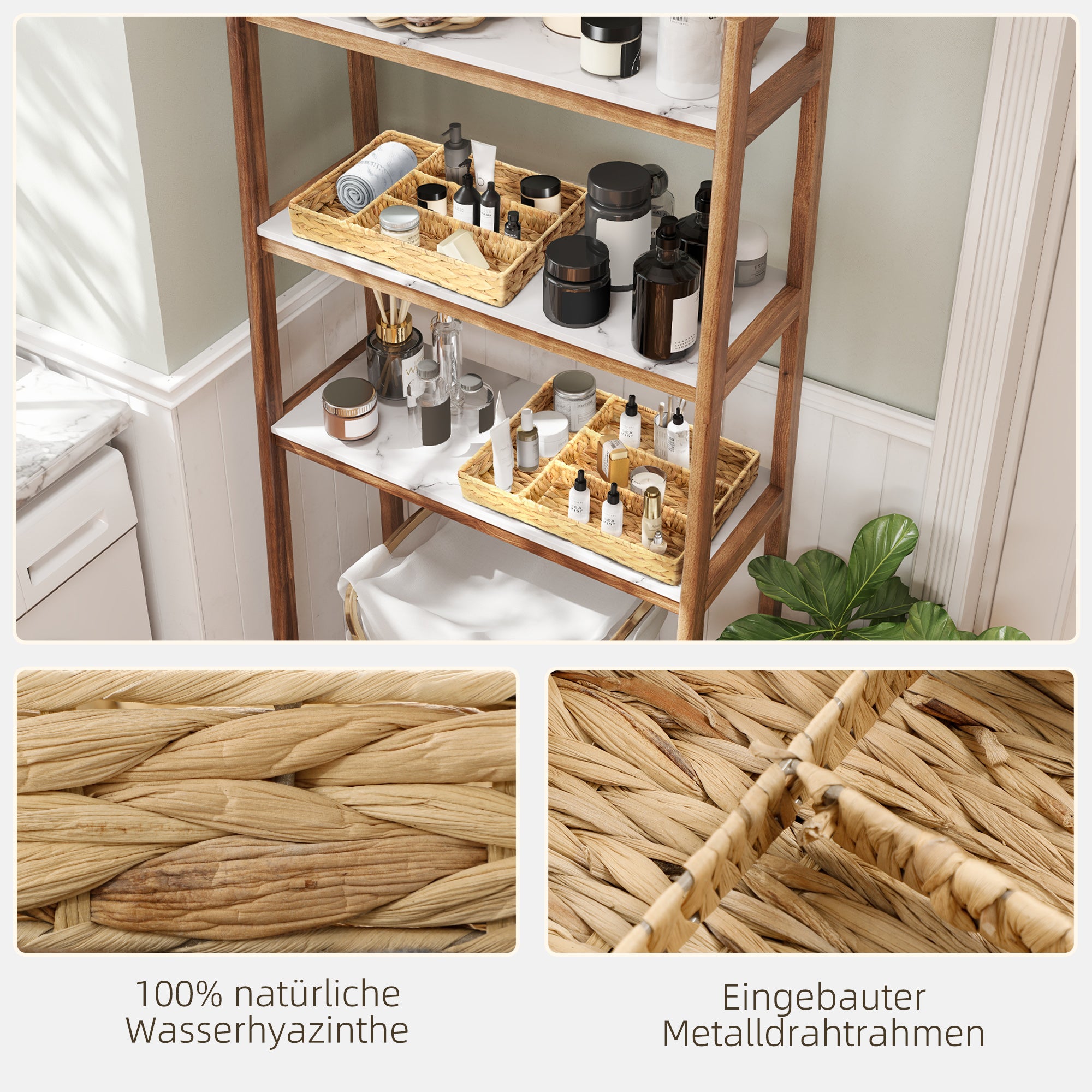 HOMCOM 2er-Set Aufbewahrungskorb mit Fächern zur Organisation von Gegenständen, für Wohnzimmer, Küche, Schlafzimmer