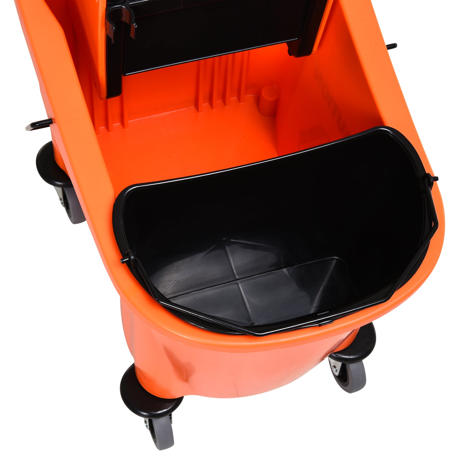 HOMCOM Reinigungswagen 36 Liter Fahreimer Putzeimer Wischwagen mit Auswringvorrichtung, Orange, 54 x 41 x 91,5 cm