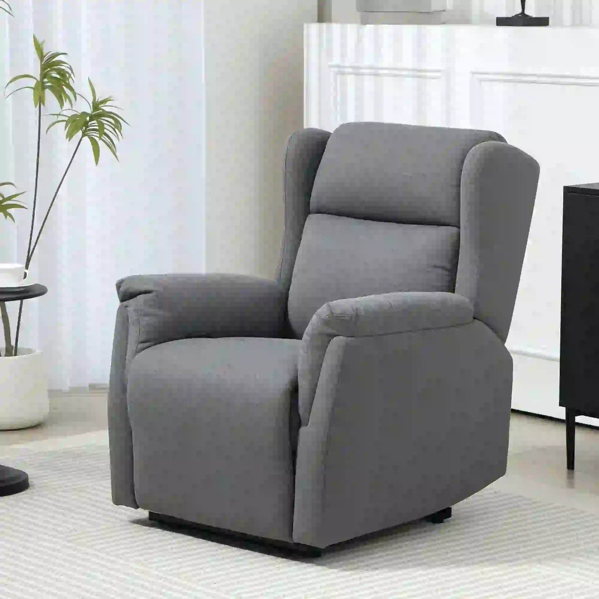 HOMCOM Relaxsessel, Verstellbarer Polstersessel mit Fußstütze, 160° neigbar, Leinenoptik, schneller Aufbau, Dunkelgrau