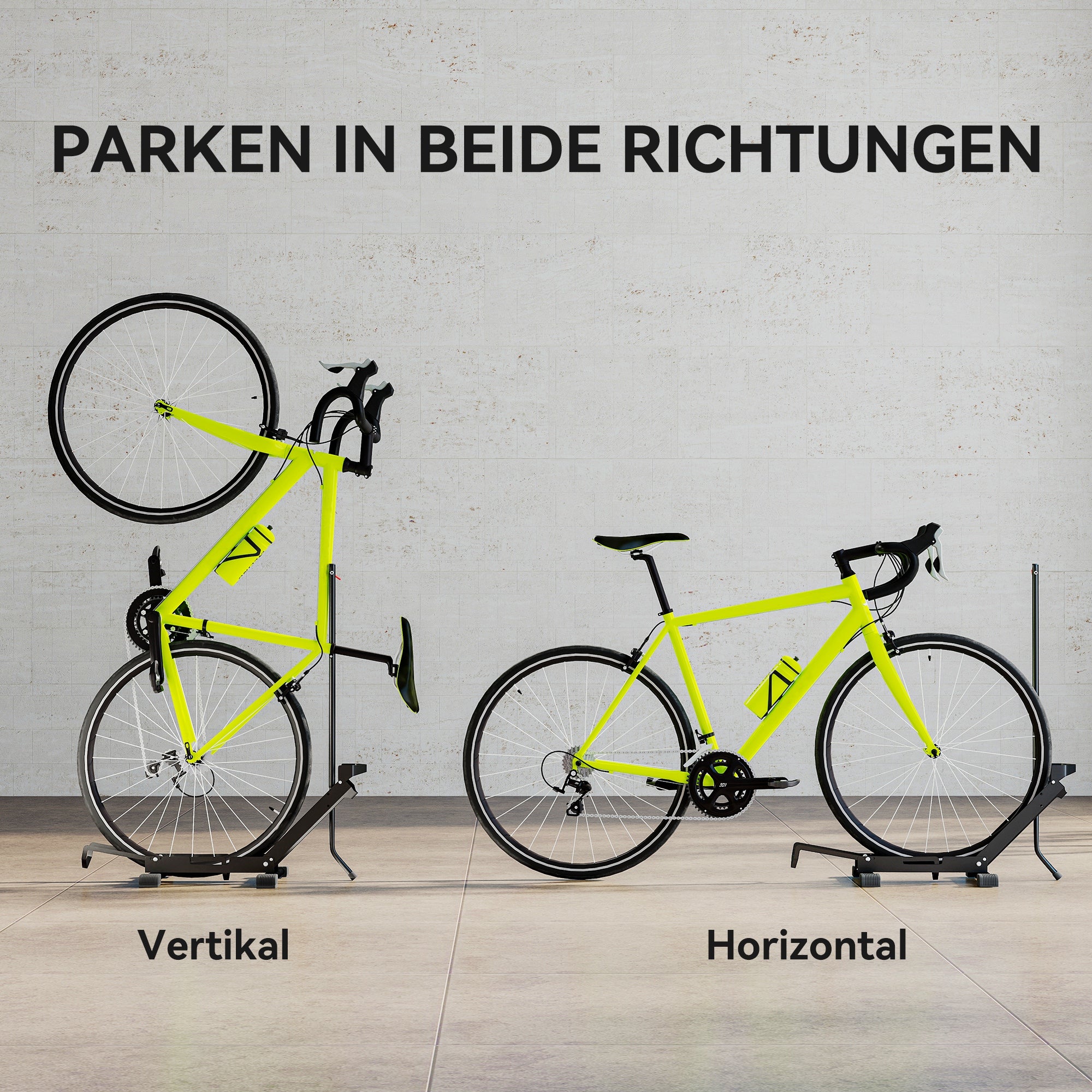 SPORTNOW Fahrradständer für Fahrräder Stahl Fahrradhalter mit 80 mm Reifenbreiten 75 x 41 x 81H cm Schwarz