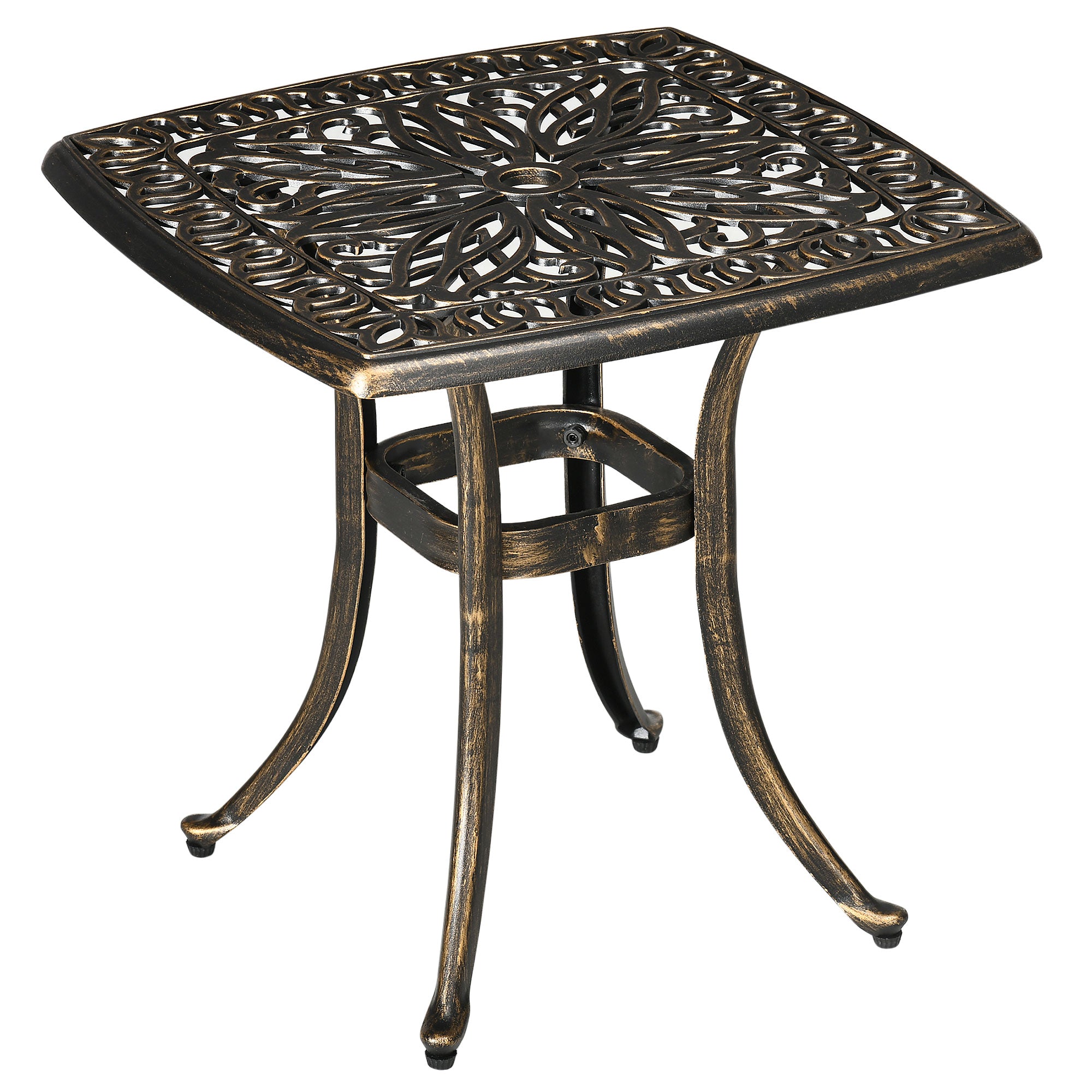 Outsunny Gartentisch Vintage-Look Schirmöffnung Aluminium Bronze