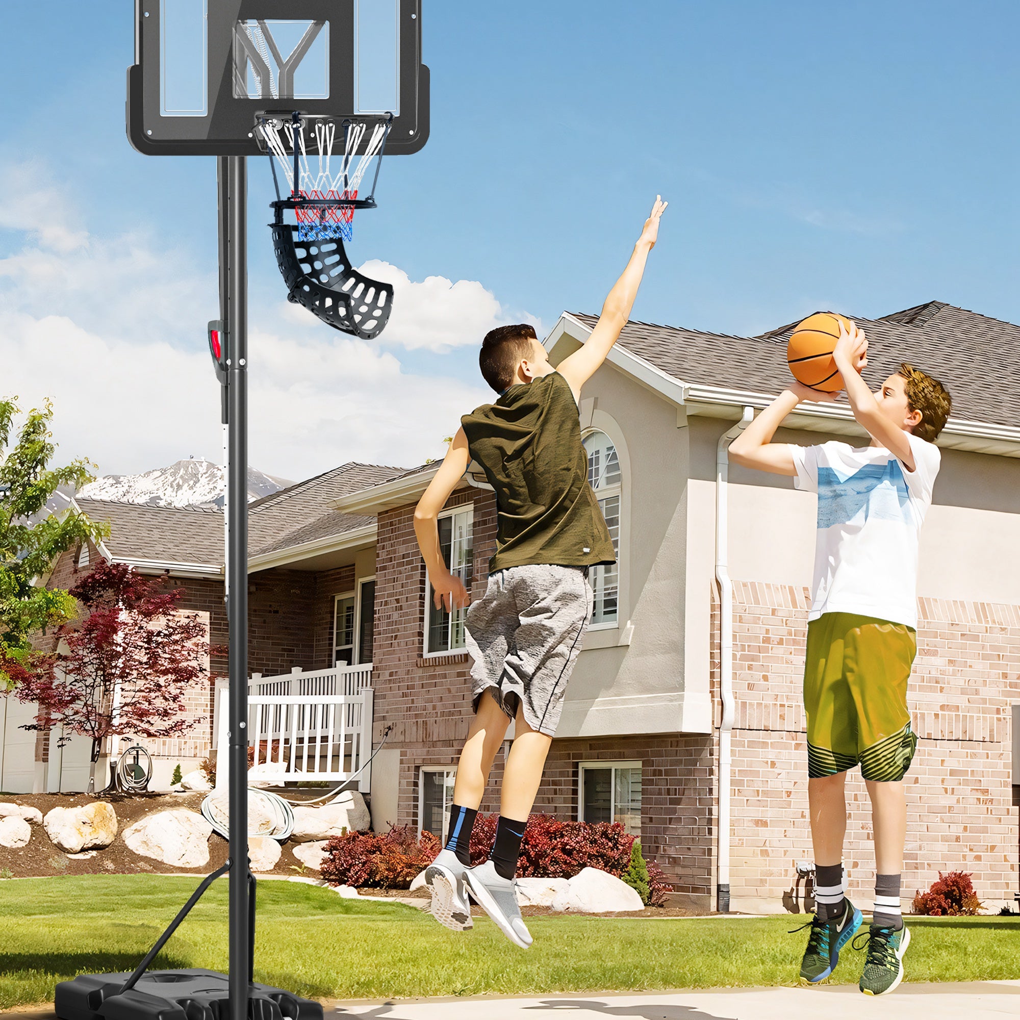 SPORTNOW Basketball-Rebounder, höhenverstellbar, 360° drehbar, Kunststoff, 35,6L x 35,6B x 75,5H cm, Schwarz