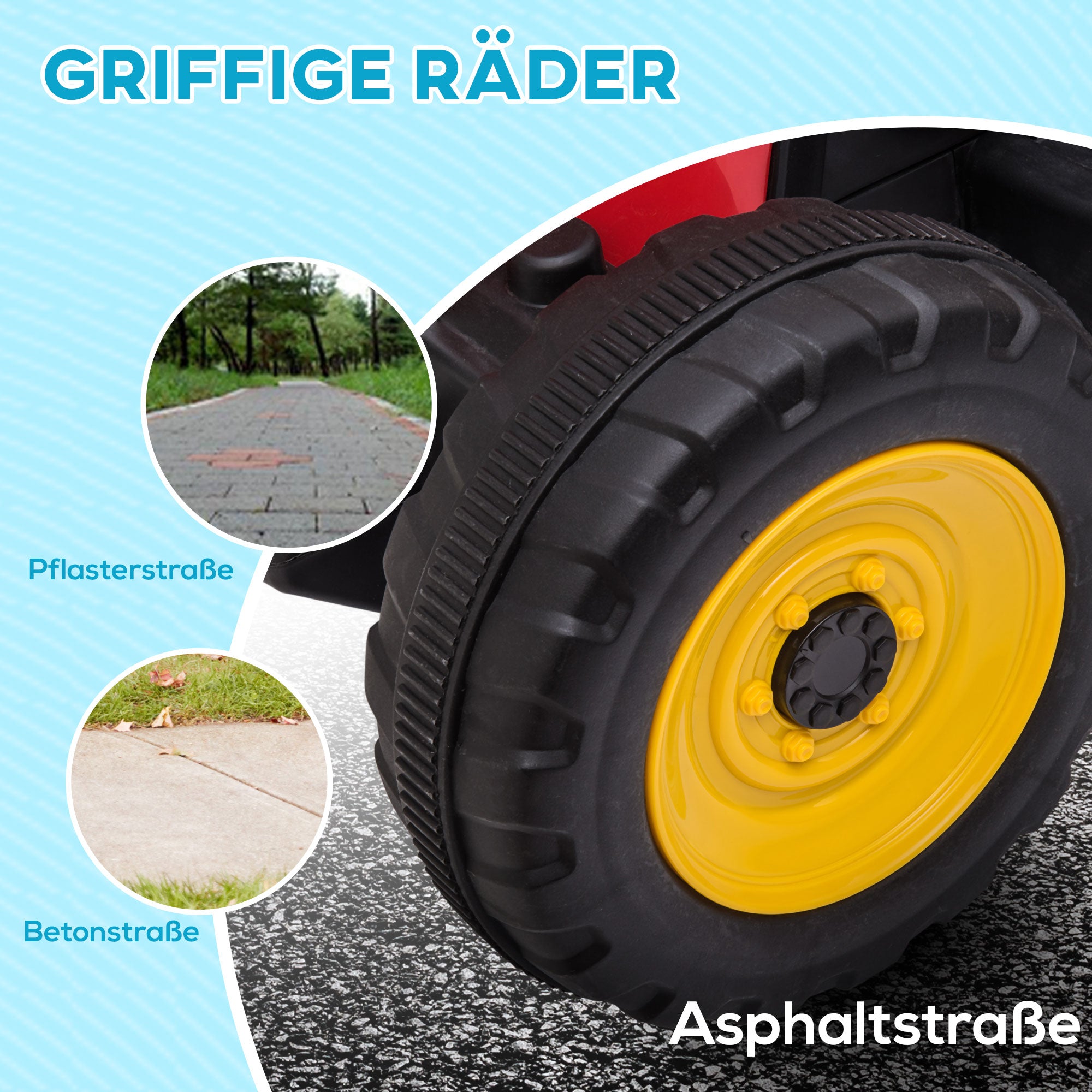 HOMCOM Elektrischen Kinderauto, Kinder-Traktor, inkl. Eltern-Fernbedienung, max. Geschwindigkeit von 6 km/h; Rot + Schwarz