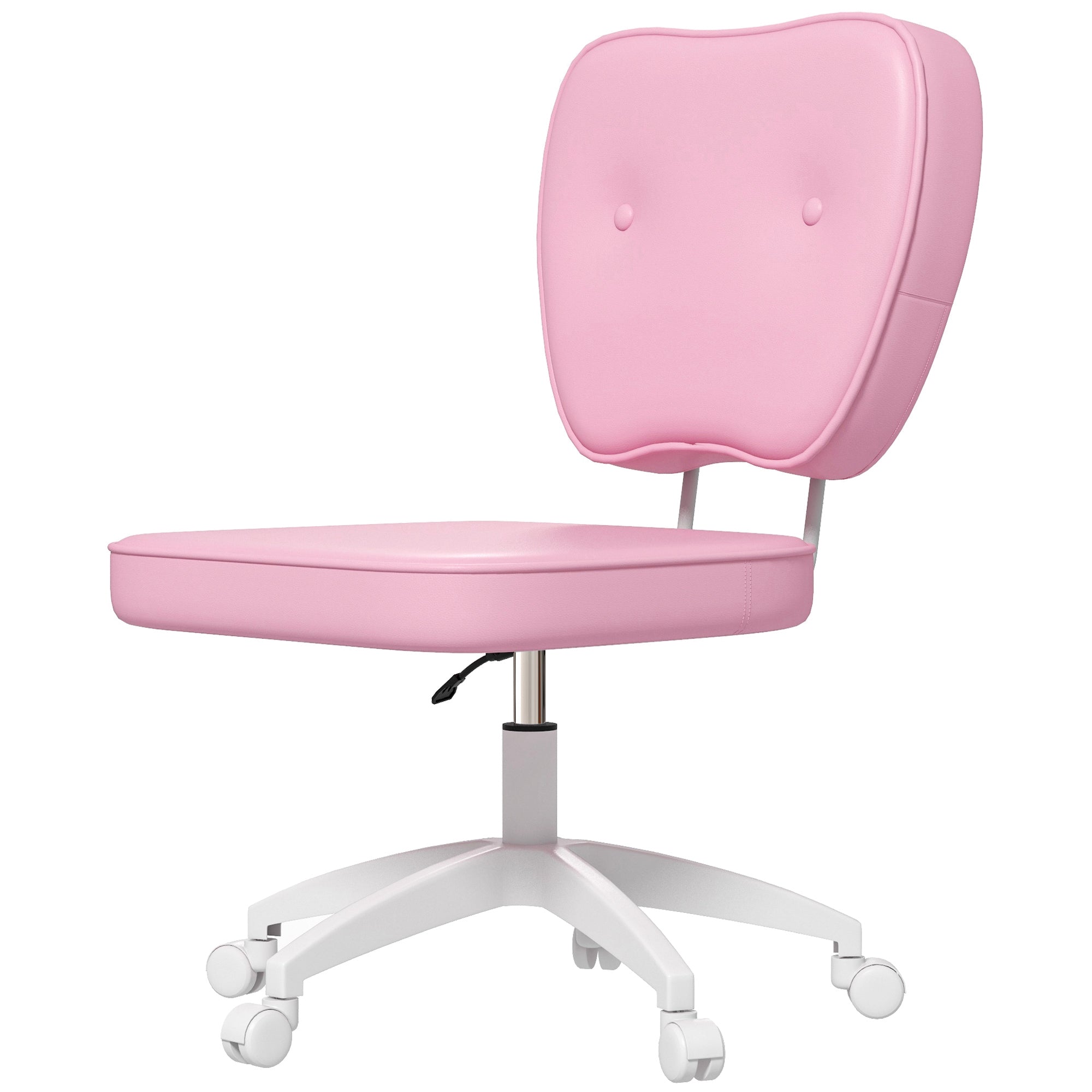 Vinsetto Bürostuhl ohne Armlehnen, höhenverstellbar, drehbar, bis 120 kg, Kunstleder, Rosa