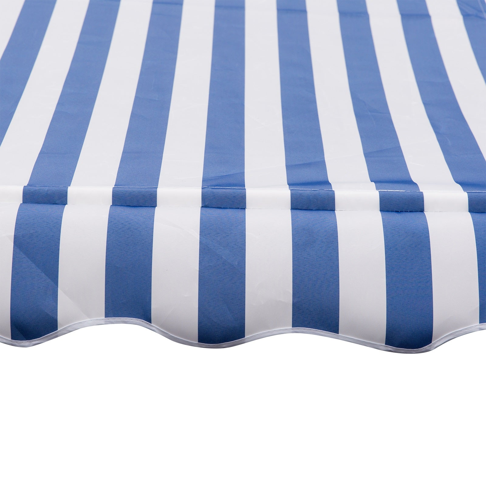 Outsunny Klemmmarkise mit Handkurbel höhenverstellbar Gelenkarmmarkise schmutzabweisend, witterungsbeständig Balkonmarkise 150cm breit Terrassenmarkise für Terrasse Balkon Veranda Blau+Weiß
