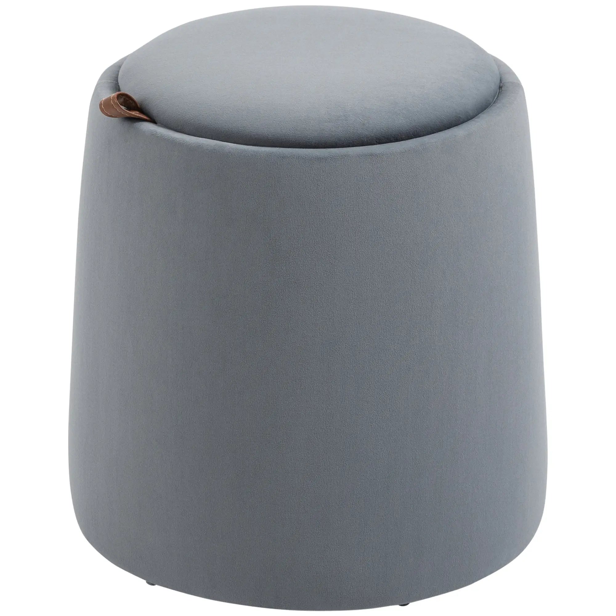 HOMCOM 2-in-1 Hocker in Samtoptik inklusive Stauraum und abnehmbaren Deckel Ø44 cm x 47,5 cm Grau