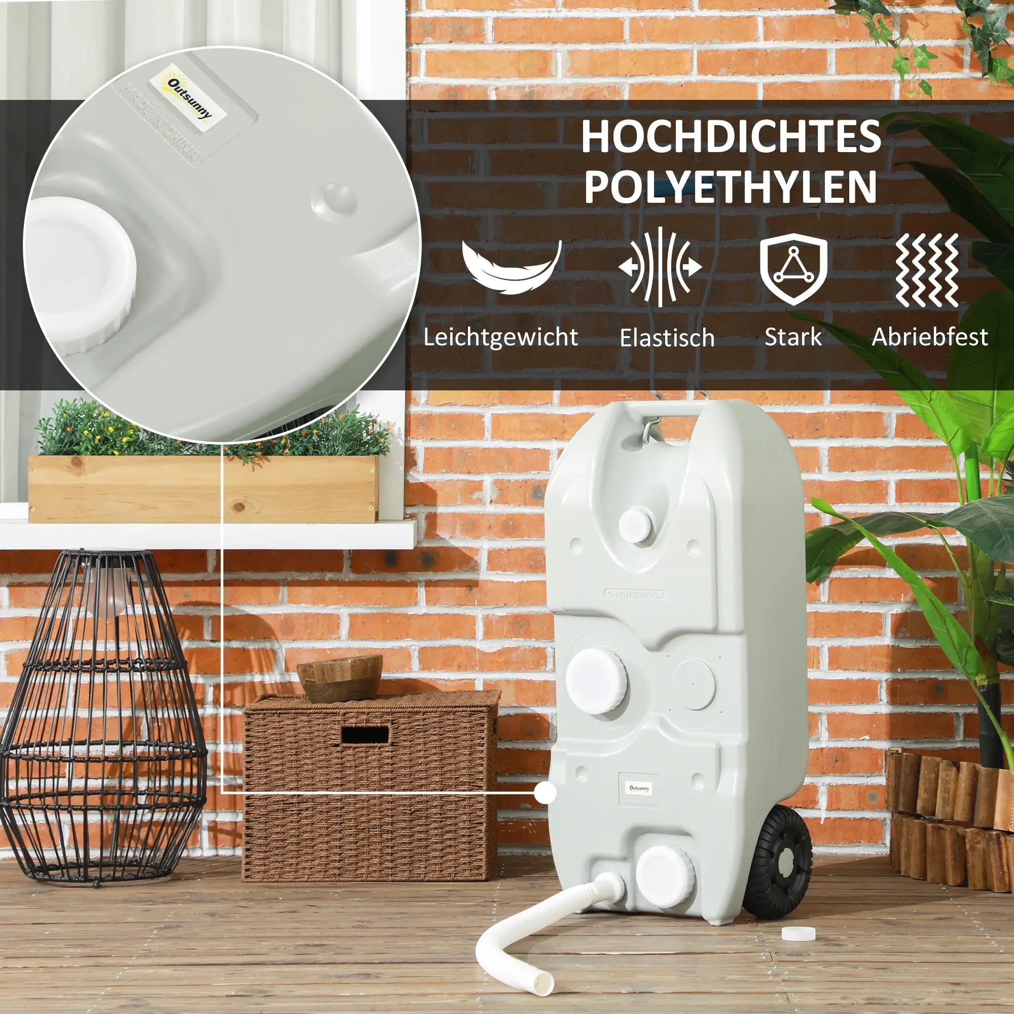 Outsunny Abwassertank Camping mit Rollen & schneller Entleerung