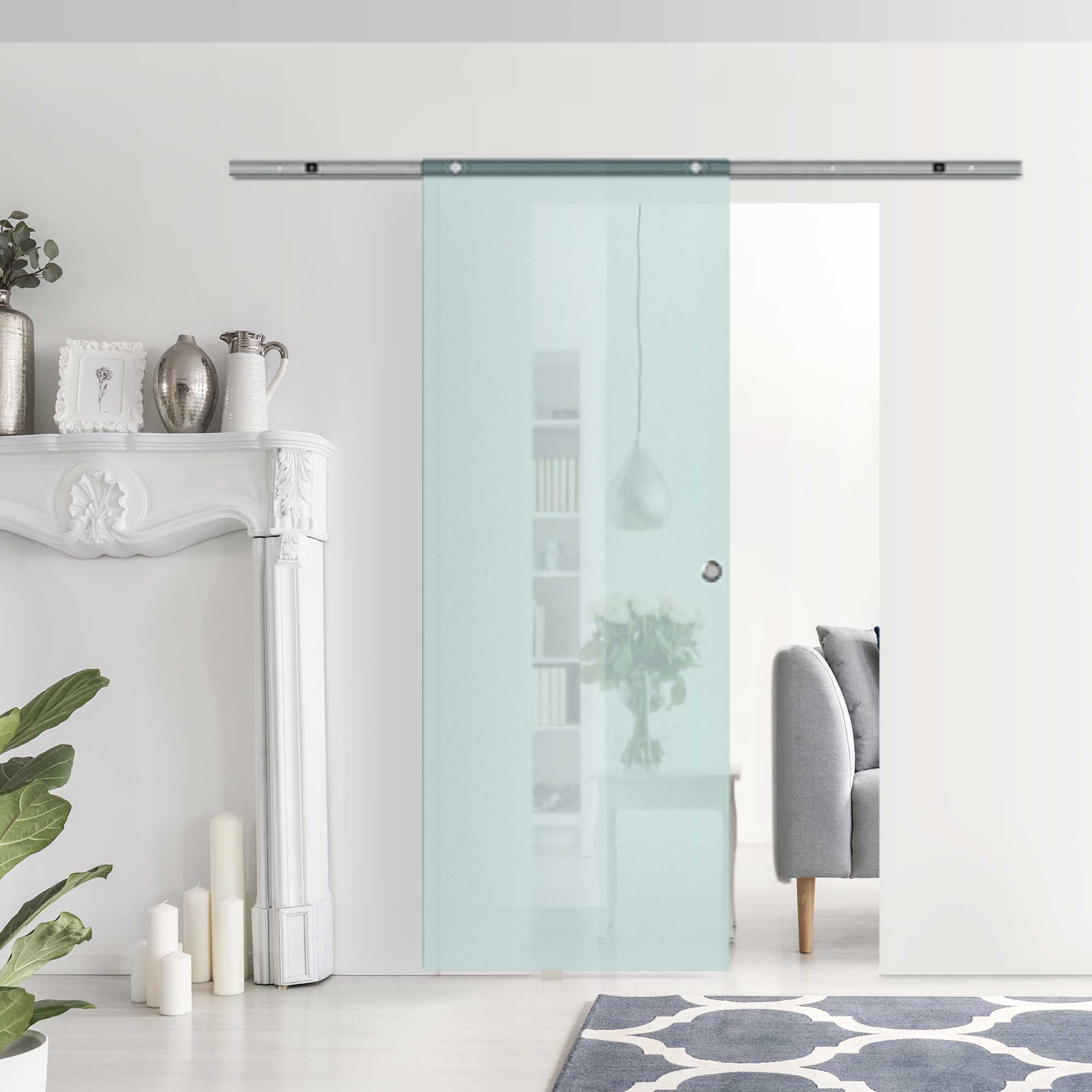 HOMCOM Glasschiebetür Schiebetür Glastür Zimmertür Mattglas 775 x 2050 mm