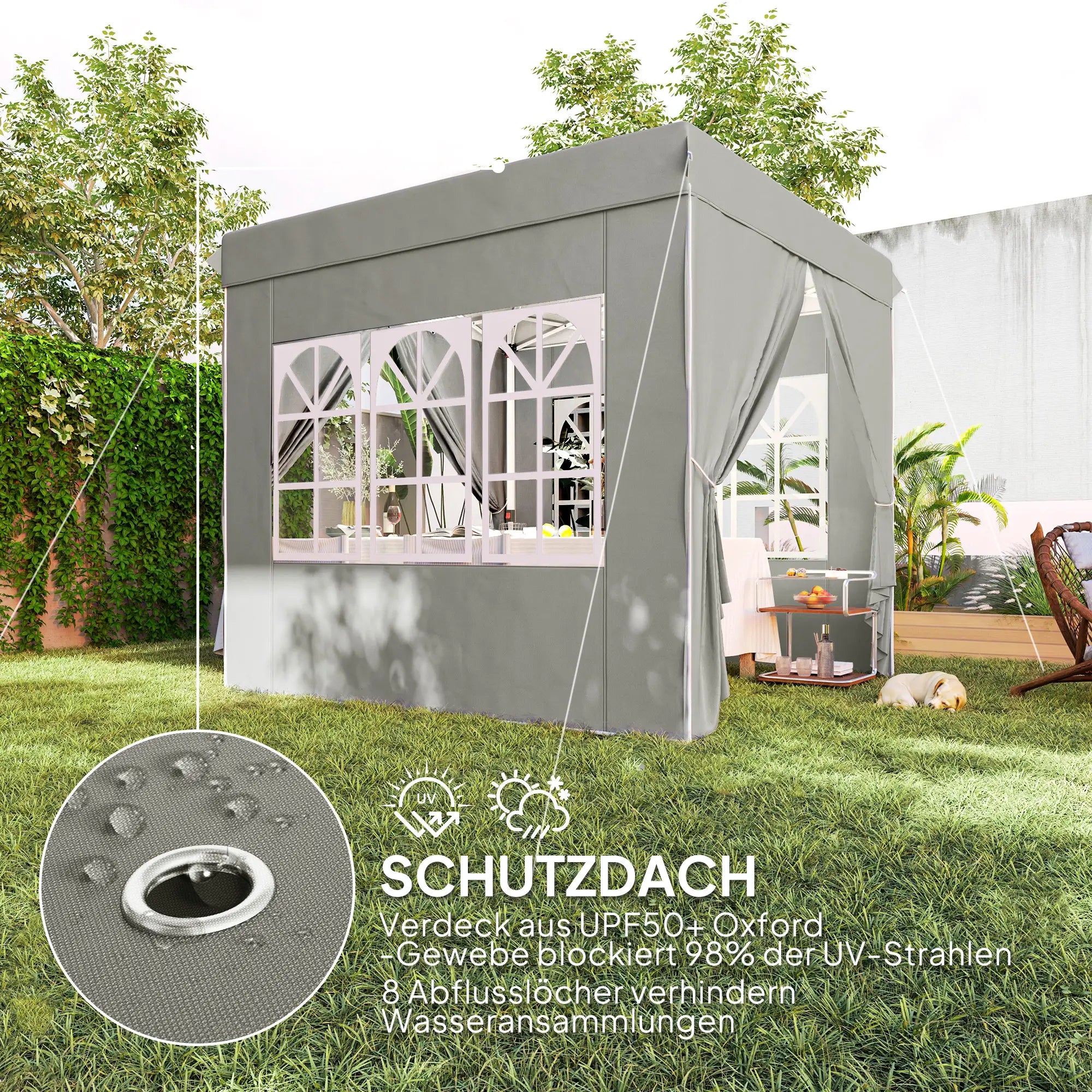 Outsunny Faltpavillon 2,5×2,5?m mit UV-Schutz & Seitenteilen