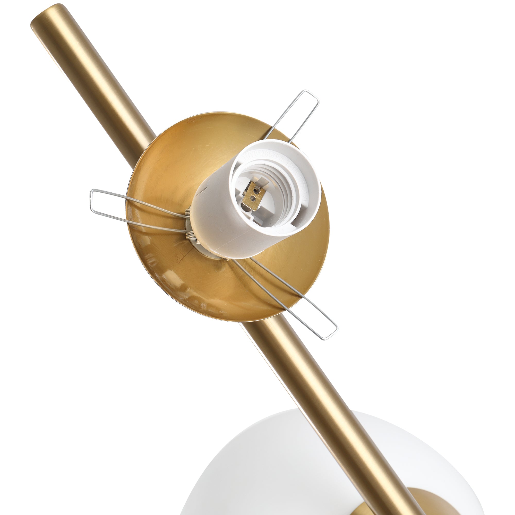 HOMCOM Stehlampe Stehleuchte Standleuchte 2-teiliger Glas-Lampenschirm, Stahl+Glas, 39 x 28 x 165cm (Golden+Weiß)