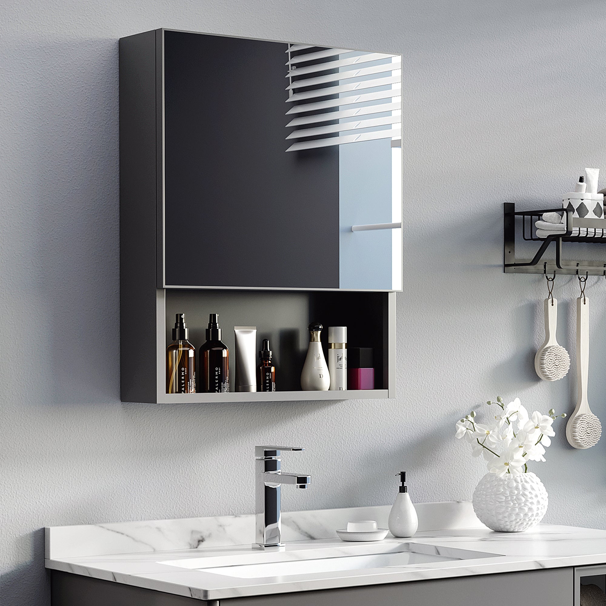 kleankin mirror cabinet stainless steel wall cabinet