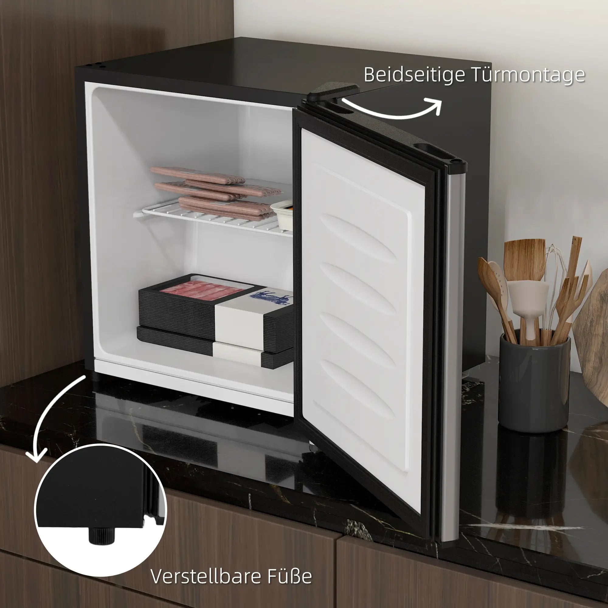 HOMCOM Mini-Gefrierschrank 35?L Silber – kompakt & effizient
