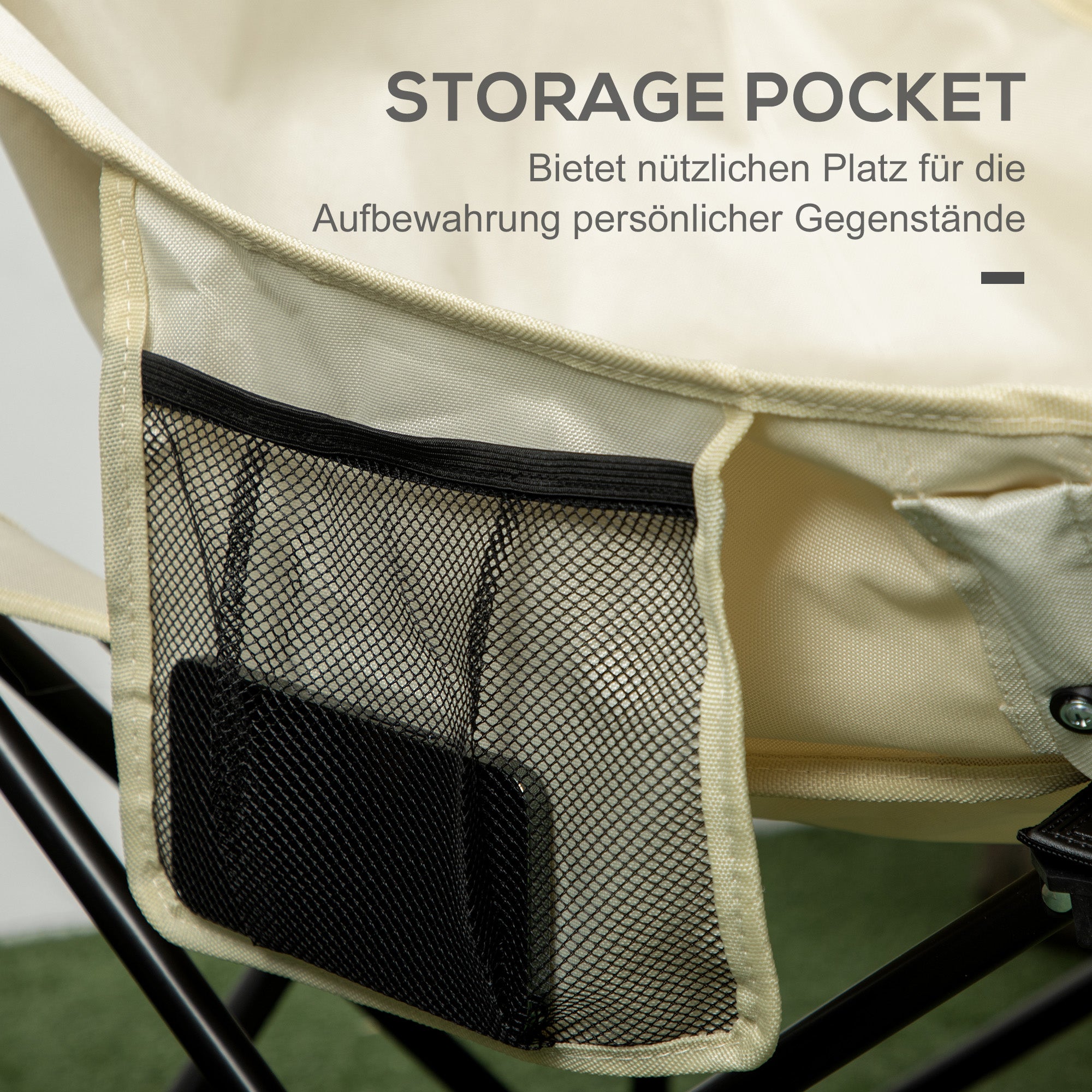 Outsunny Campingstuhl, faltbar, Stahlrahmen, Stoffsitz, Tragetasche, Weiß