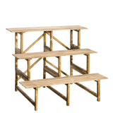 Outsunny Pflanzentreppe, Blumentreppe, Blumenregal, Pflanzregal, Blumenständer, 3 Stufen, Tannenholz, 100 x 80 x 78cm, 100cm x 80cm x 78cm