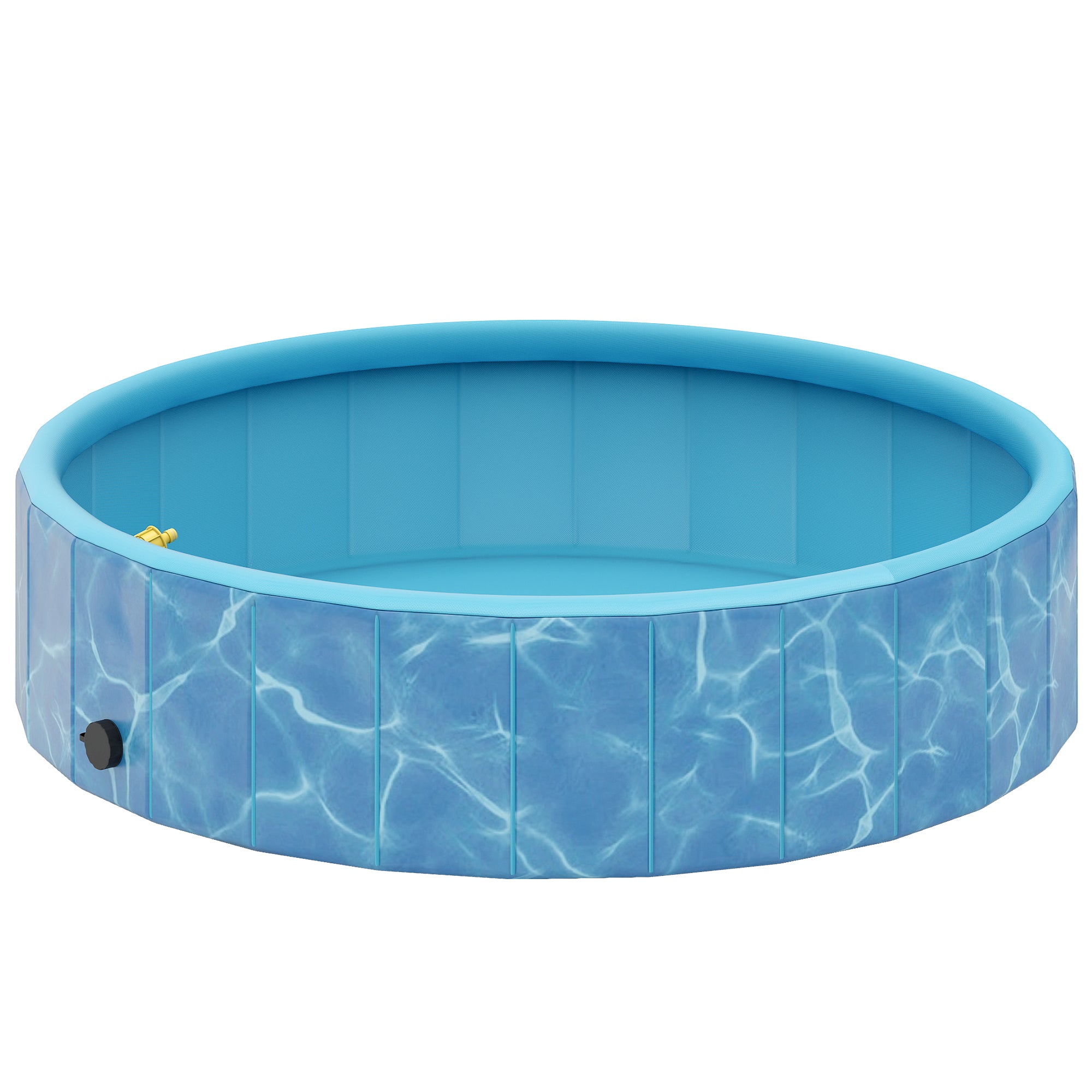 PawHut Hundepool Faltbar Planschbecken mit Brunnen- und Wasserpolsterdesign Ø120 x 30 cm Blau