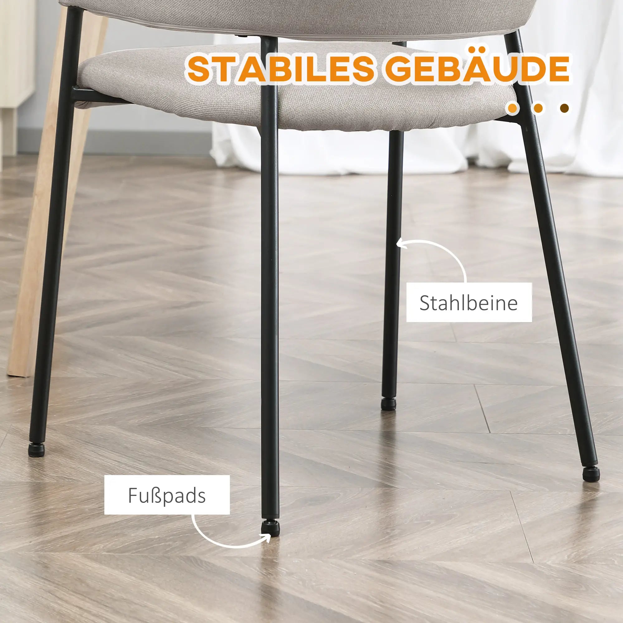 HOMCOM Esszimmerstühle, 2er-Set, bequem, Leinenoptik, Metallrahmen, bis 120 kg, Beige