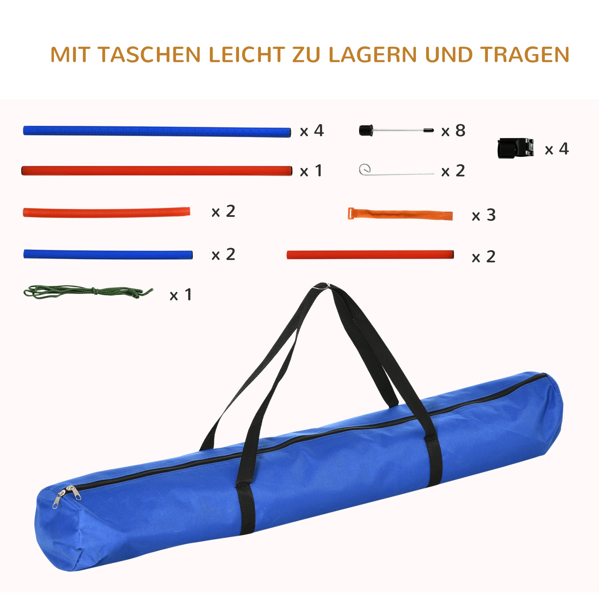 PawHut Hunde-Agility-Trainingsgeräte, Agility-Übungs-Set, Hund Agility Set, Slalom-Hürden-Sprungring für Hunde, 3 in 1 Hundesport Trainingsplatz, Blau+Rot