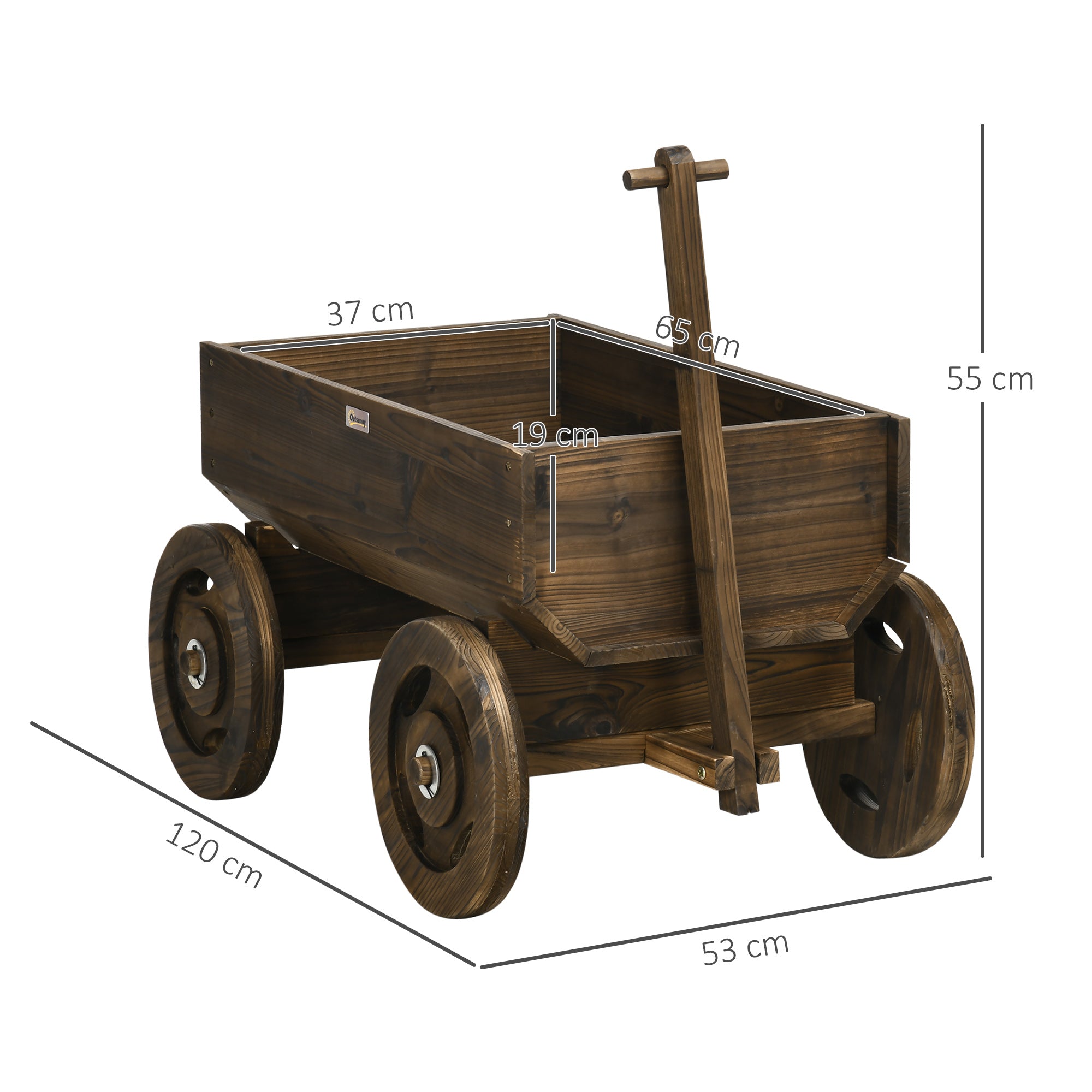 Outsunny Hochbeet im Holzwagen-Design, Brandlackierung, beweglich, wetterbeständig, Braun