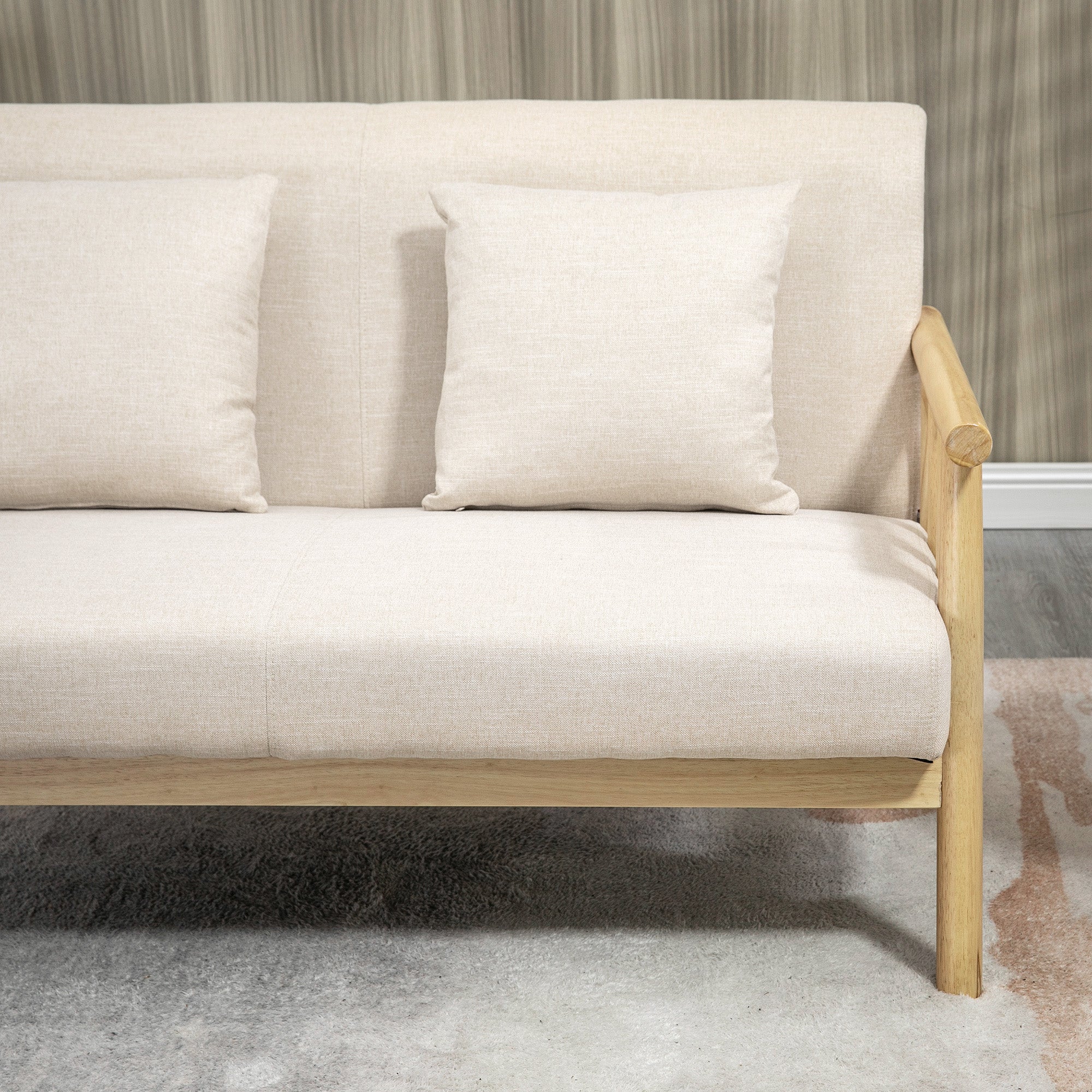 HOMCOM 2-Sitzer Sofa, Stoffbezug in Leinenoptik, kompakt, bis 200 kg, Holzrahmen, 123L x 69B x 74H cm, Beige