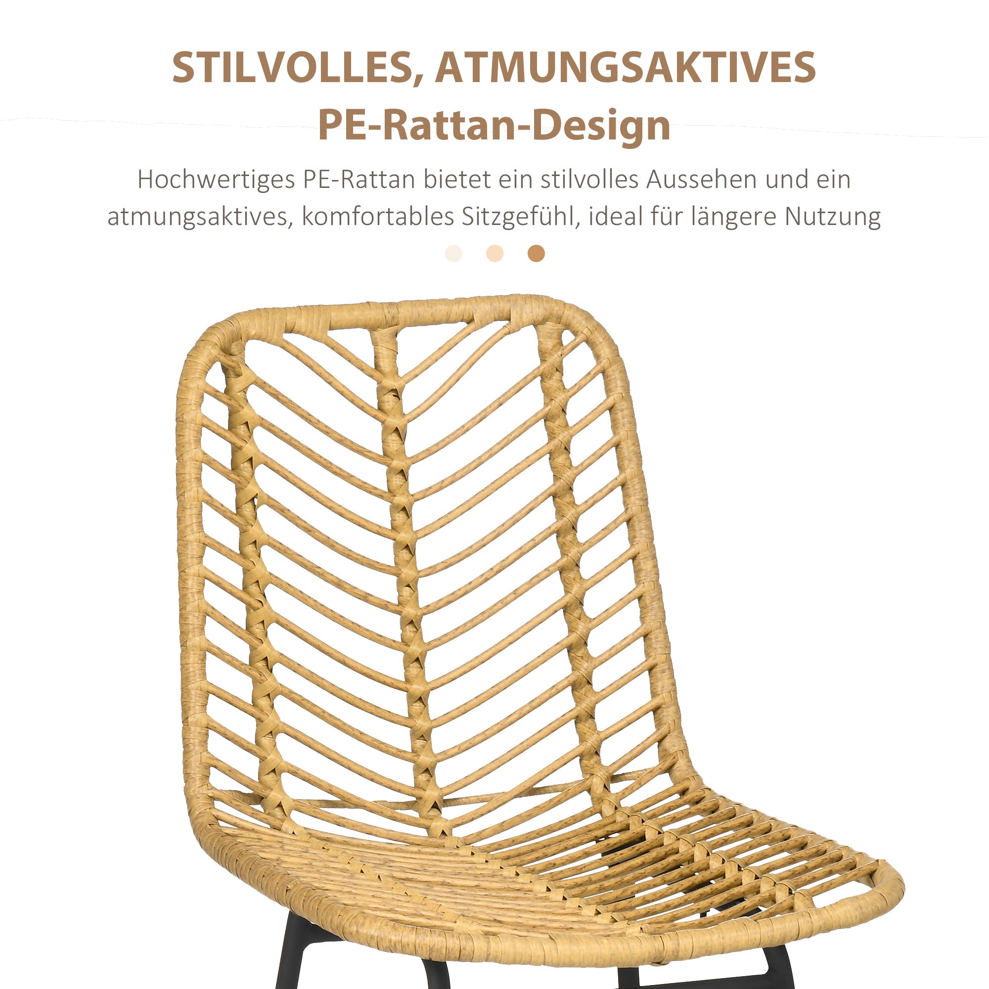 HOMCOM 2er Set Barhocker mit Lehne Barstühle im Boho-Design, PE-Rattan, inkl. Fußtstütze, 42,5 cm x 52 cm x 102 cm, Gelb + Schwarz