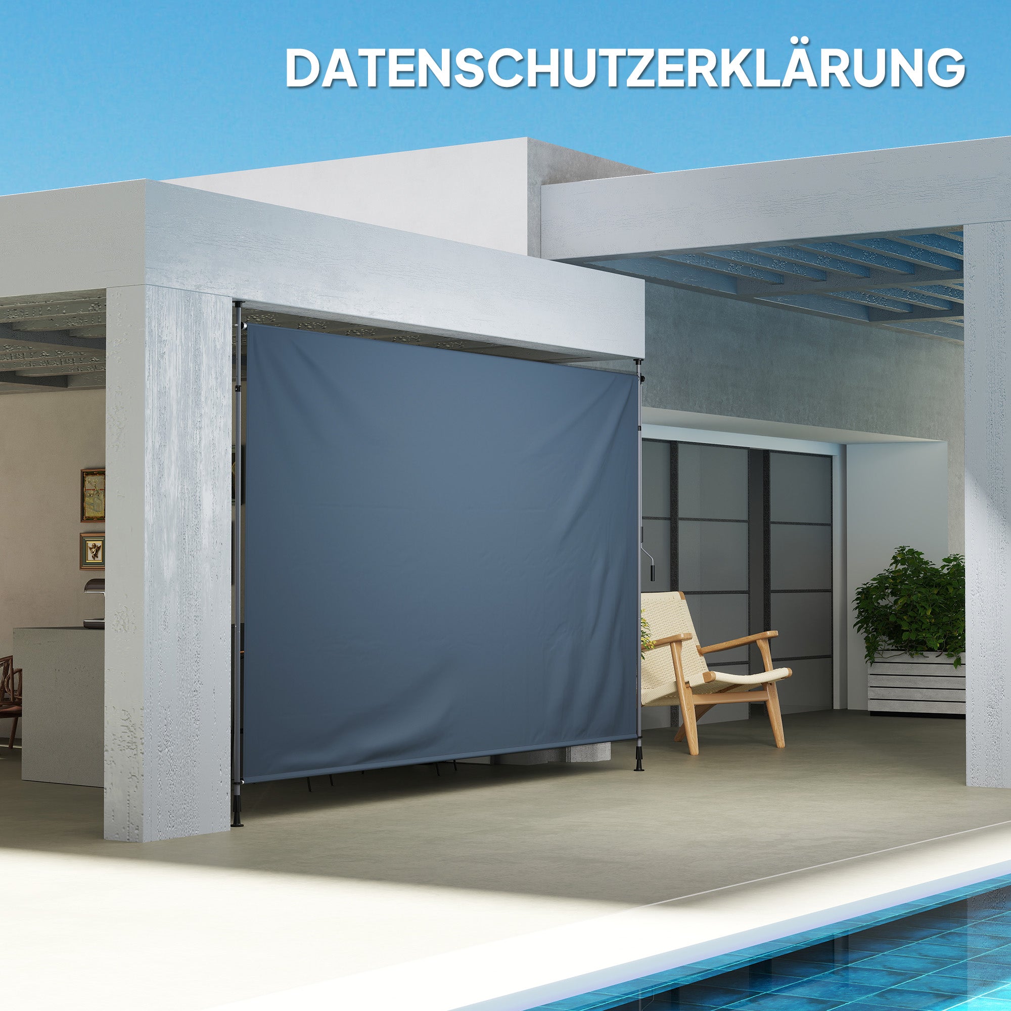 Outsunny Klemmmarkise mit Handkurbel höhenverstellbar Gelenkarmmarkise Markise ohne Bohren 400 cm breit Dunkelgrau