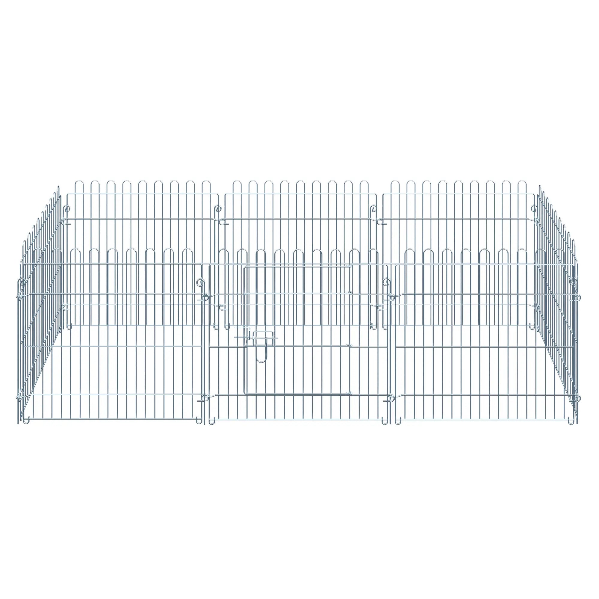 PawHut Freilaufgehege Welpenauslauf Welpenzaun Laufstall Welpengitter für Tiere 8-teilig B63 x H60 cm