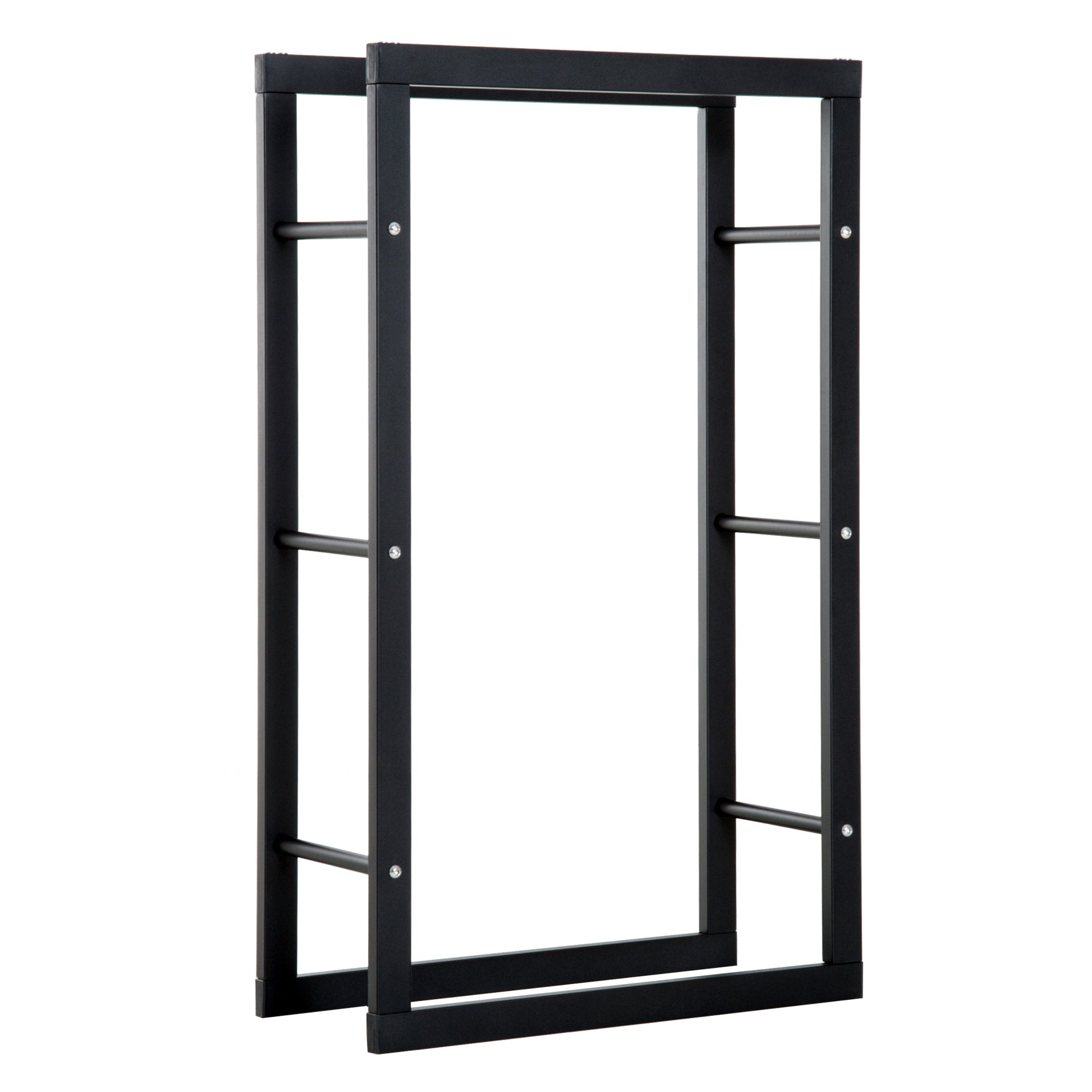 HOMCOM Kaminholzregal Metall 60 x 25 x 100 cm Brennholzregal Stapelhilfe Stahlrahmen bis 100kg Kaminholzunterstand Outdoor Holzregal Feuerholzregal für Garten Terrasse Außen Schwarz