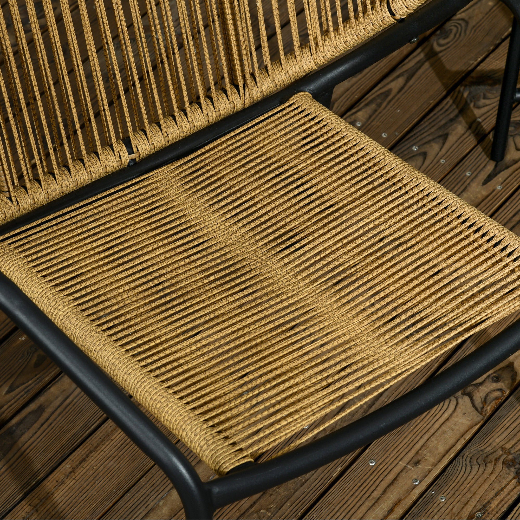 Outsunny Rattan Terrassengarnitur, 3-teilig, Sitz- und Rückenkissen, Kunstrattan, Metallrahmen, Grün