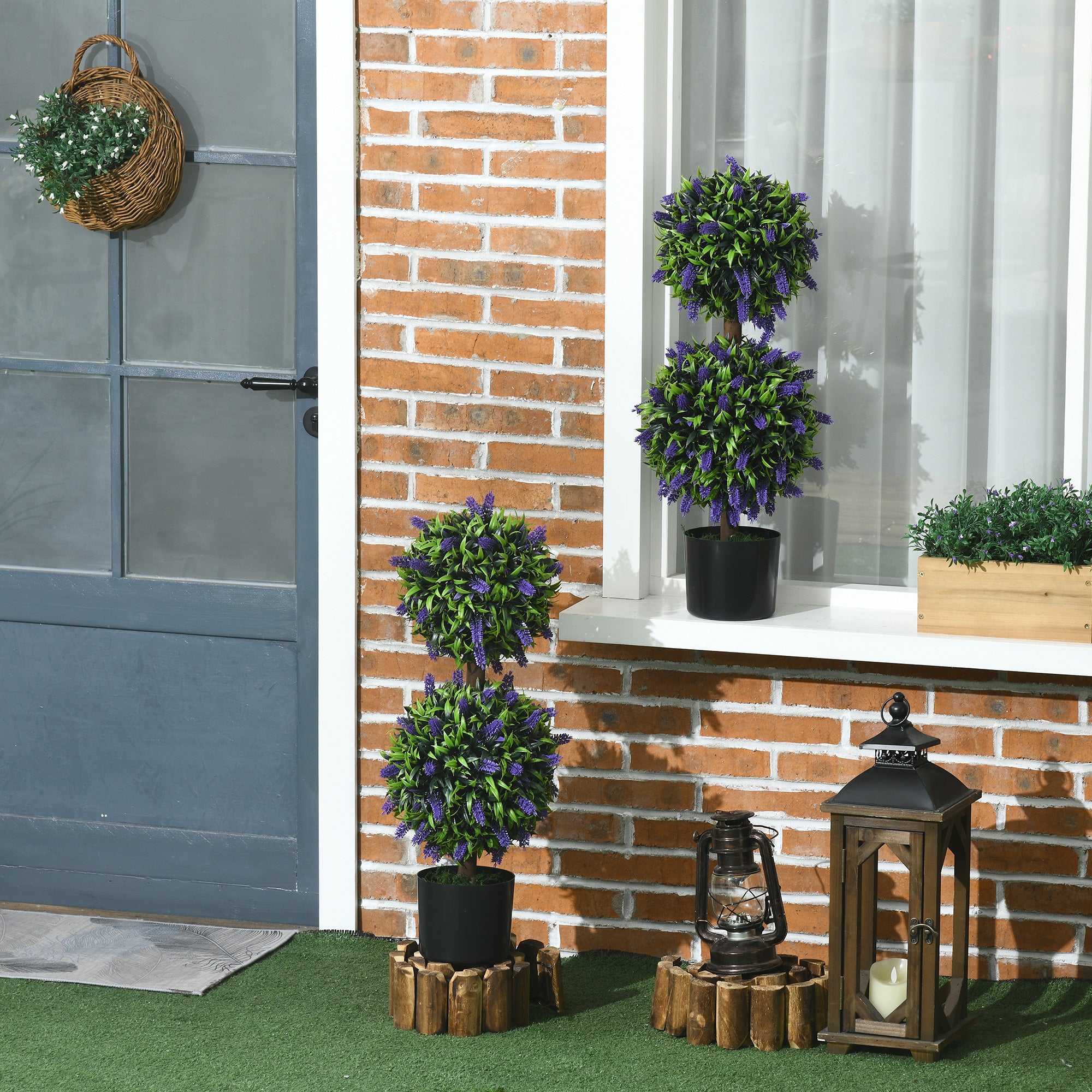HOMCOM 2er-Set Künstliche Pflanzen, UV-beständige Kunstpflanze im Blumentopf, 70 cm Zimmerpflanze für Wohnzimmer, Garten