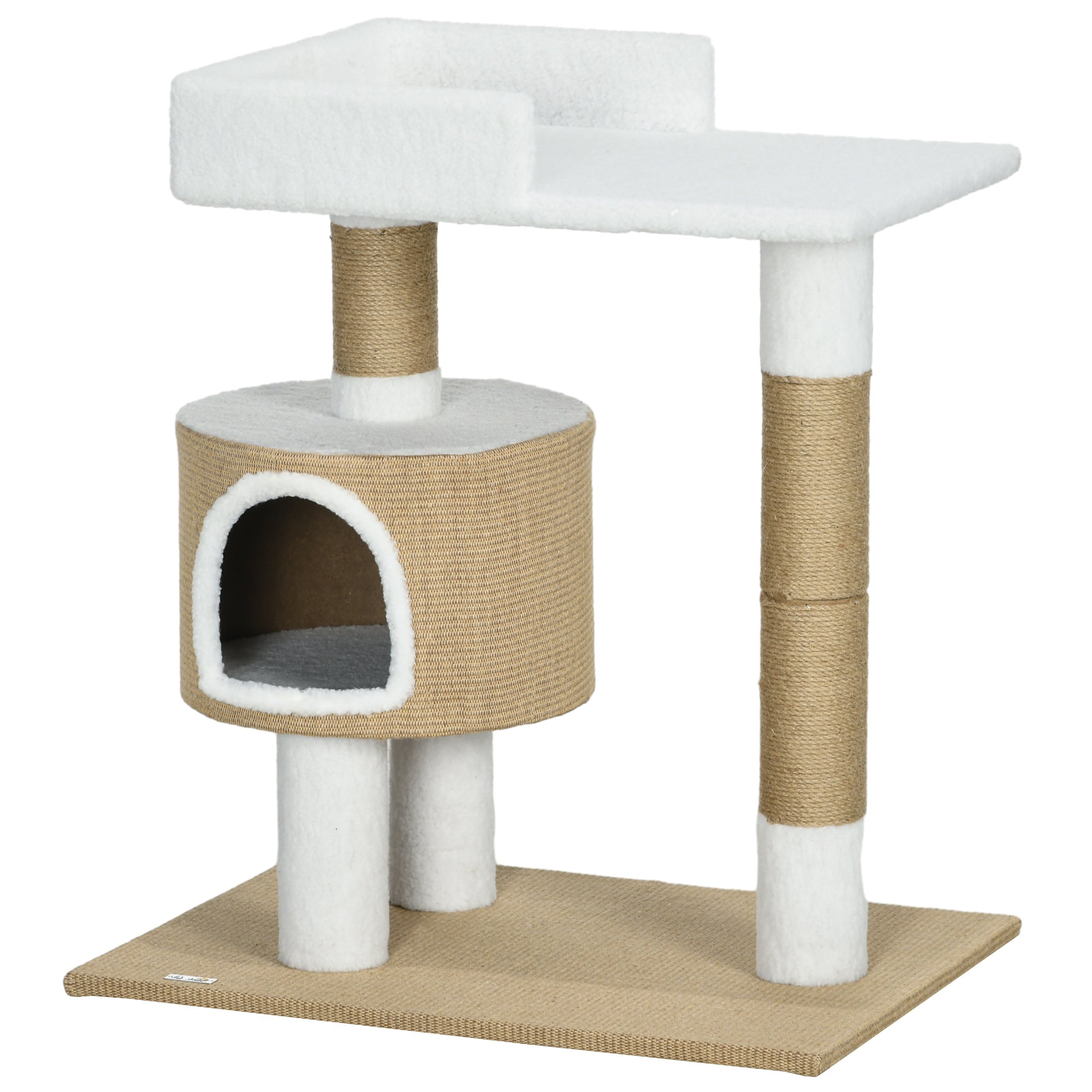 Arbre à chat PawHut 79 cm, petit arbre à chat avec niche