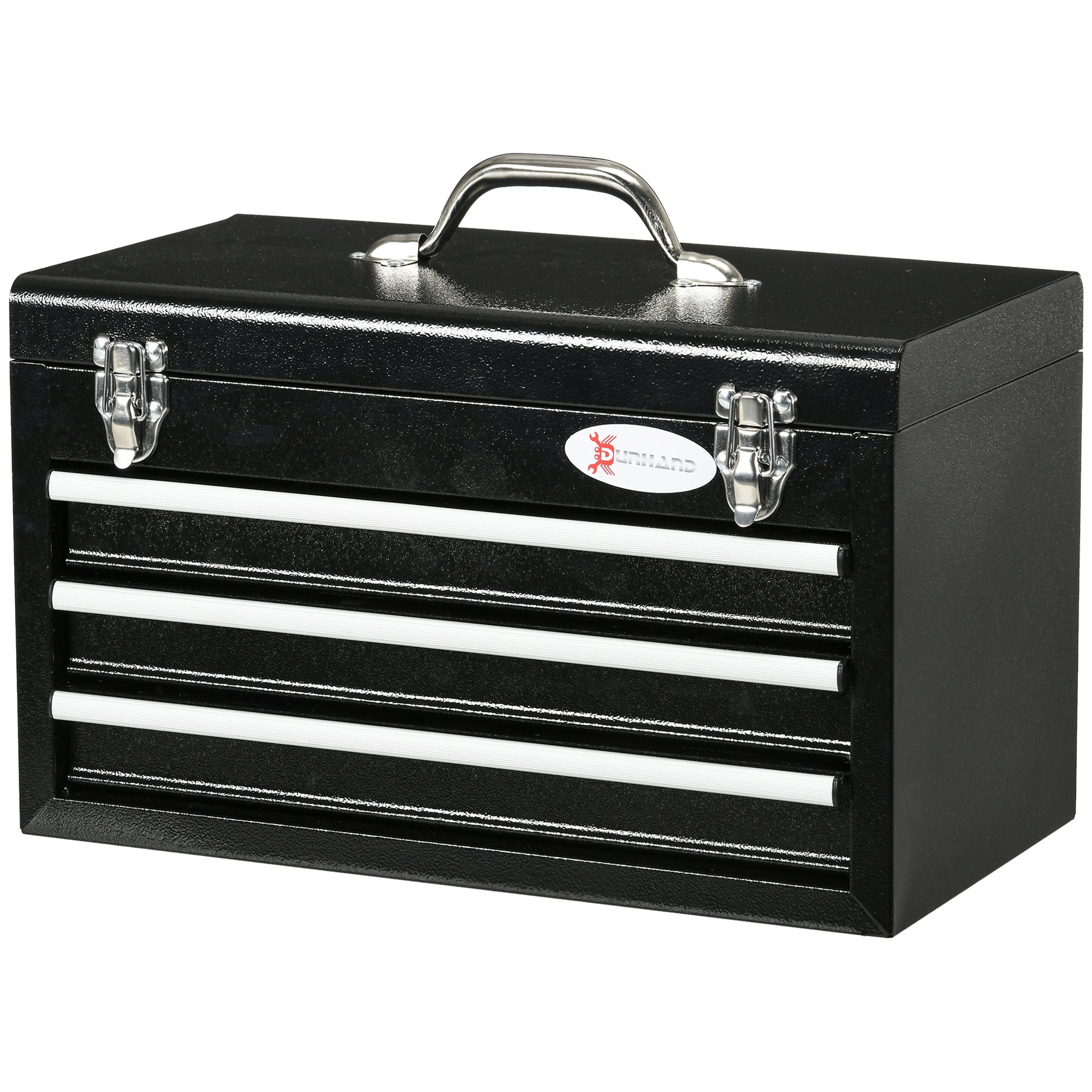 DURHAND Werkzeugkiste mit 116-teiligem Werkzeugset, mobil, verschließbar, Stahlgehäuse, 45 x 24 x 27 cm, Schwarz