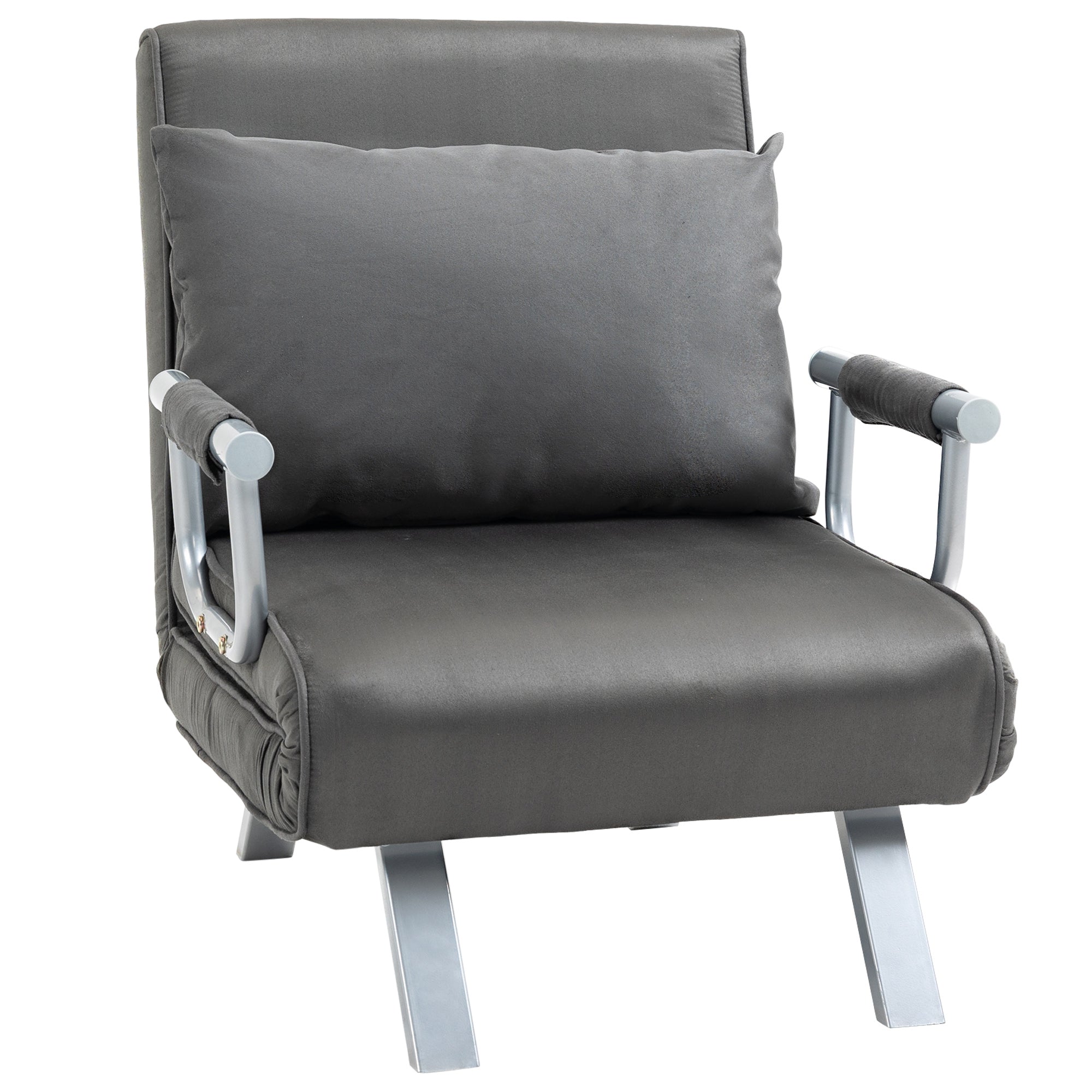 HOMCOM Relaxsessel Liegesessel Sessel, Liegefunktion, Gästebett, 65 cm x 69 cm x 80 cm, Grau