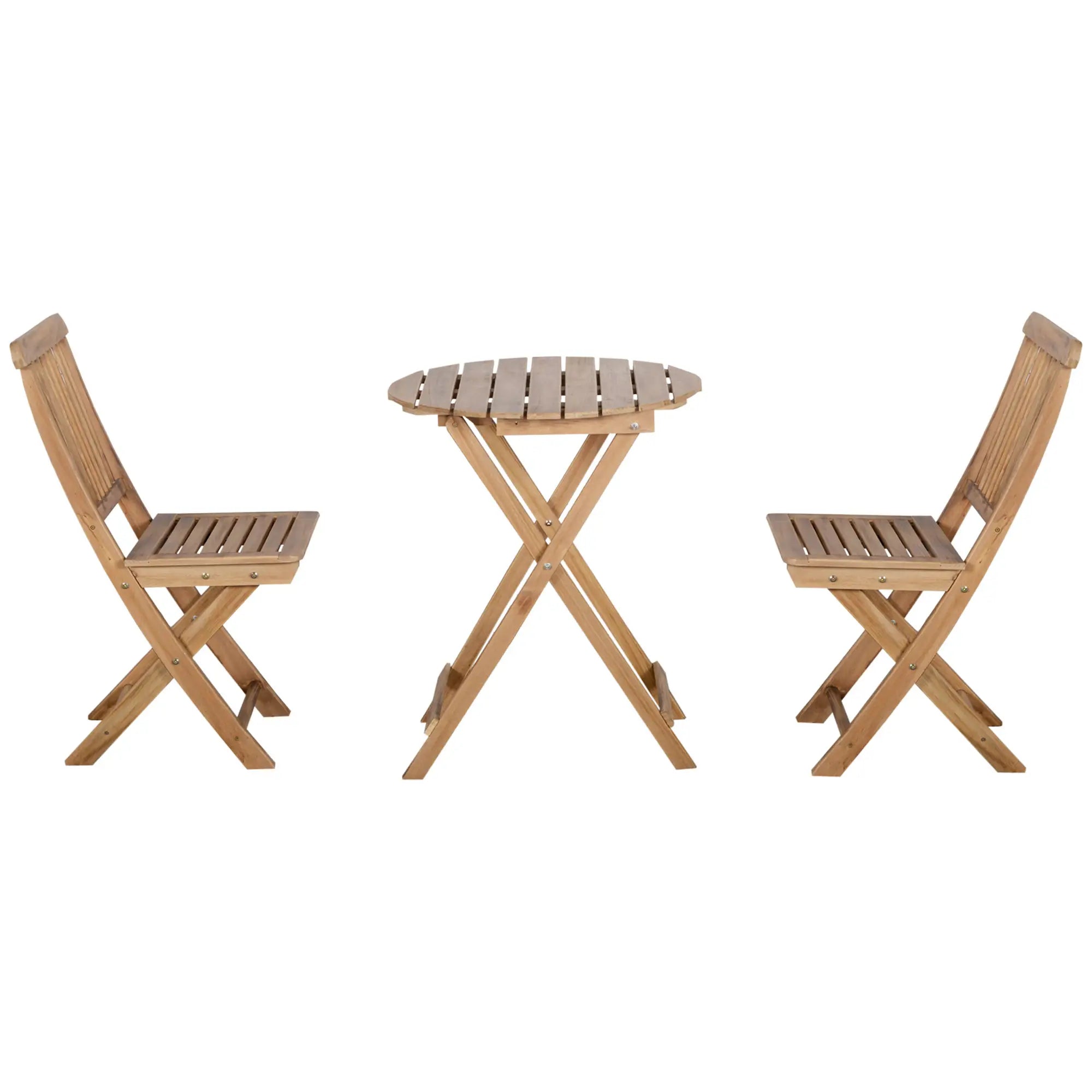 Outsunny Bistroset 2-Sitzer Holz klappbar Natur