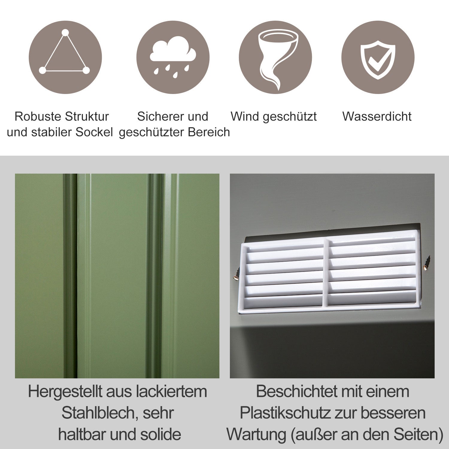Outsunny Geräteschuppen mit Schiebetüren 2,77 x 1,95 x 1,92cm Metall Hellgrün