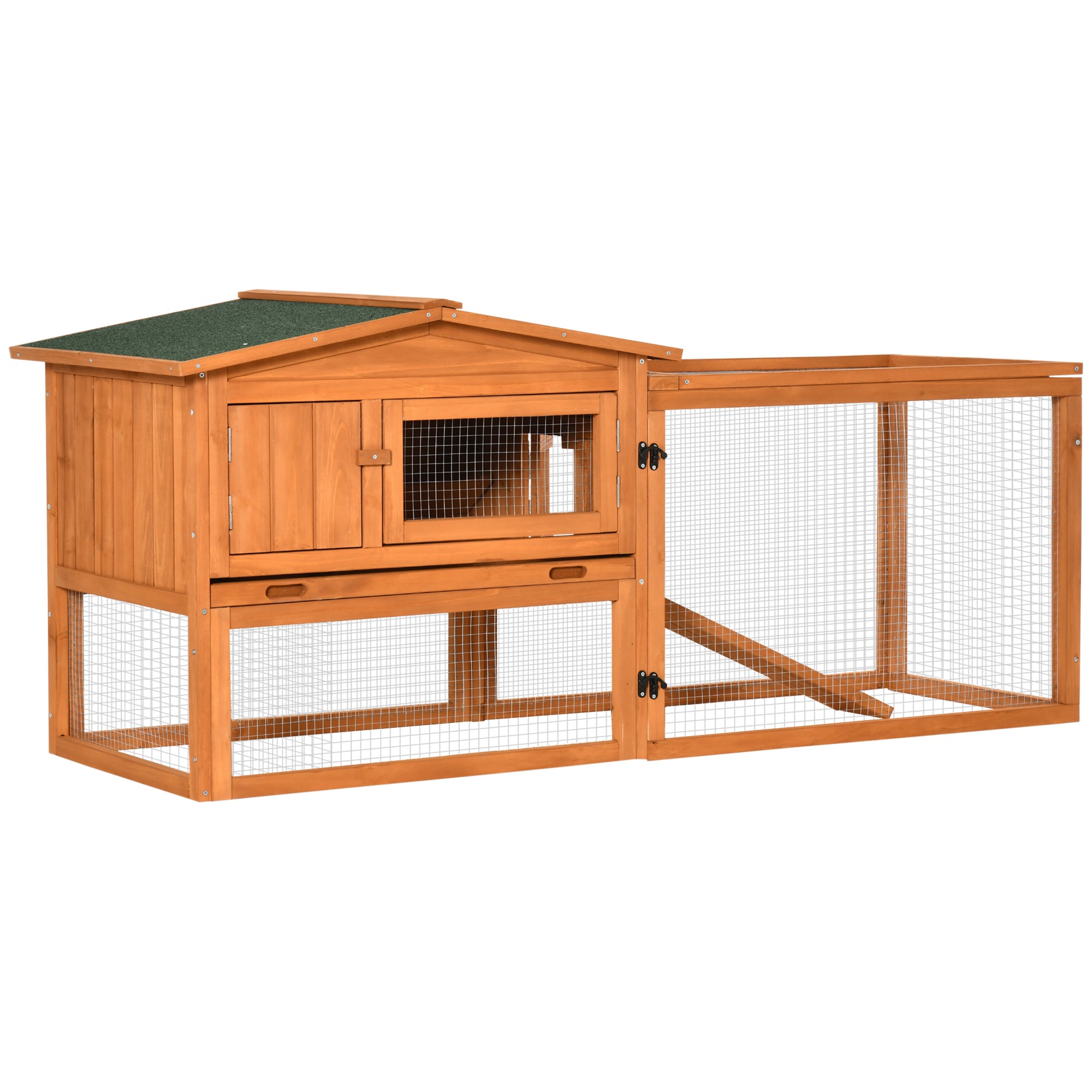 PawHut Kleintierstall Kleintierkäfig Kleintierhaus mit Asphaltdach Tannenholz Orange