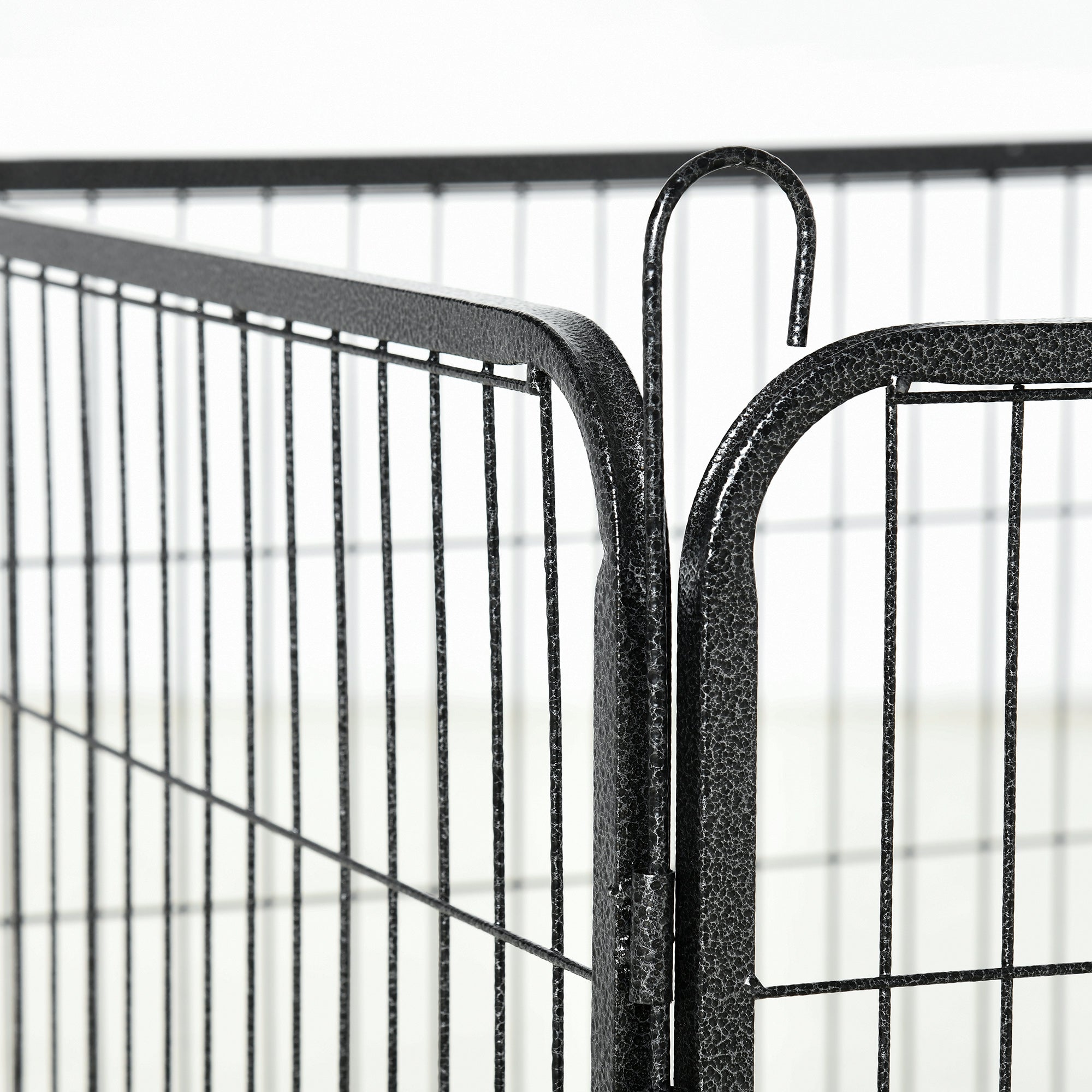 PawHut Haustiergehege, Welpenauslauf, Welpengitter, 12 Paneele, Outdoor u.  Indoor, Schwarz