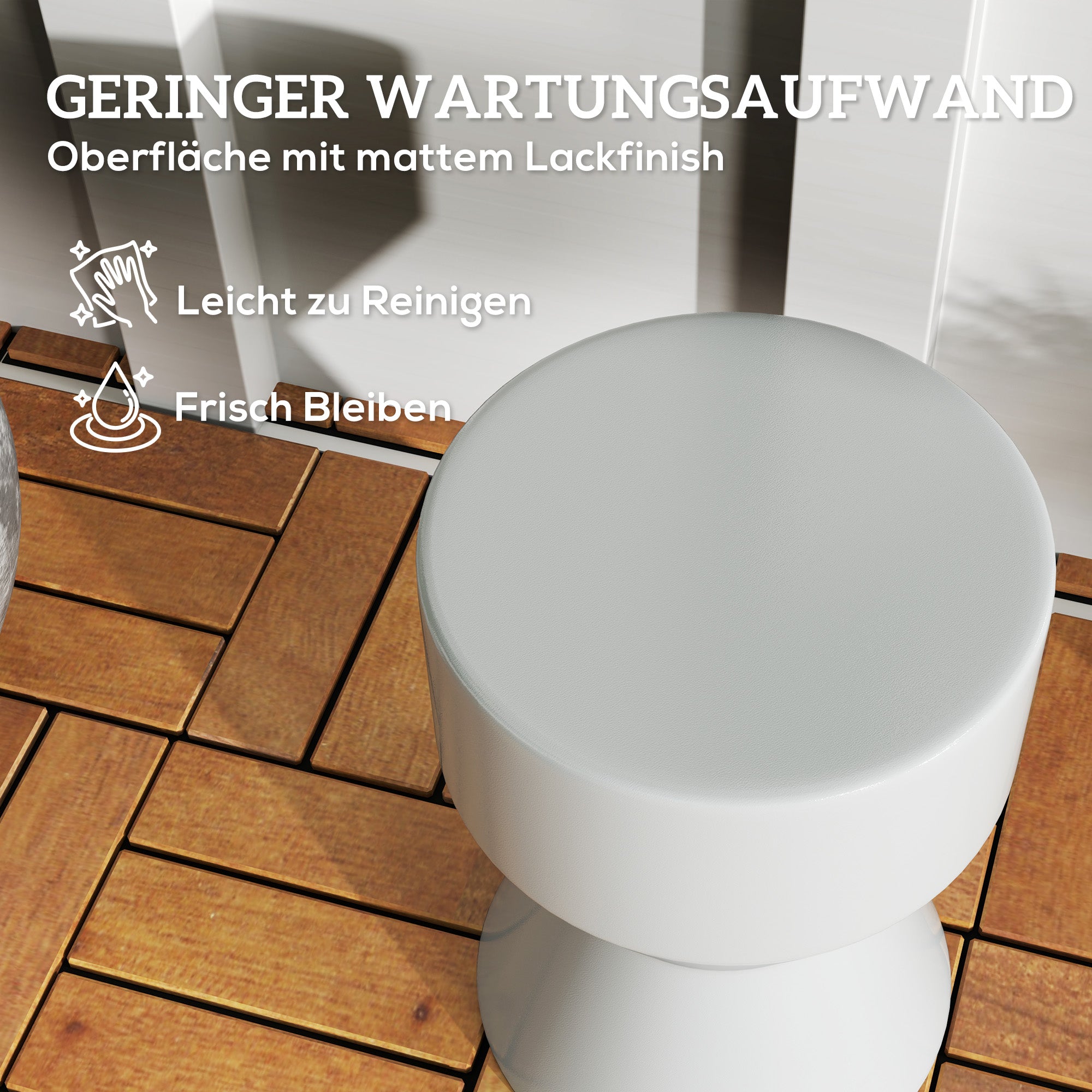 Outsunny Sitzhocker aus Keramik 120kg belastbar Ø33 x 45,5 cm Wetterfest Garten Hocker in Sanduhrform Hellgrau