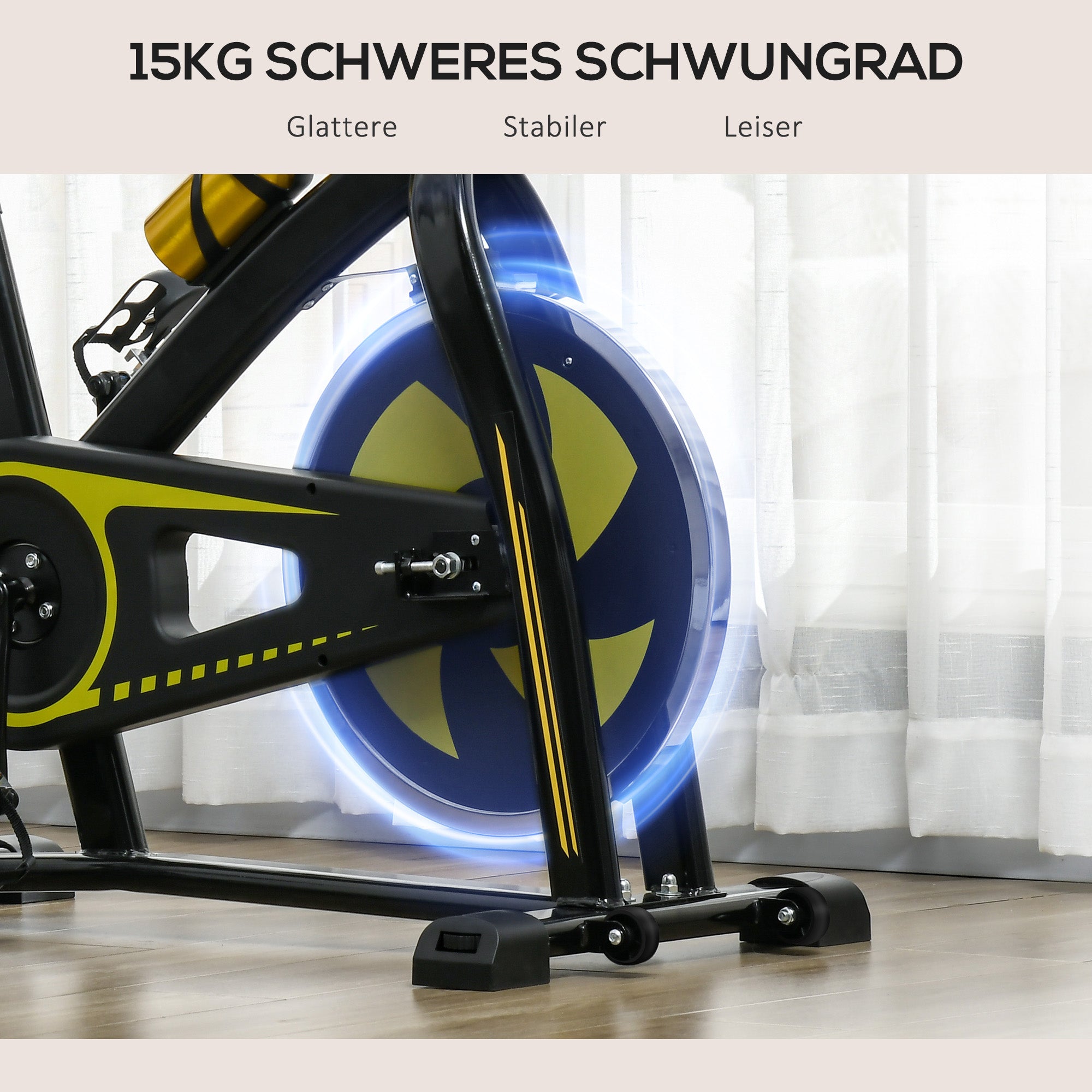 SPORTNOW Heimtrainer, leise, anpassbarer Widerstand, Pulssensor, Monitor, Gelb