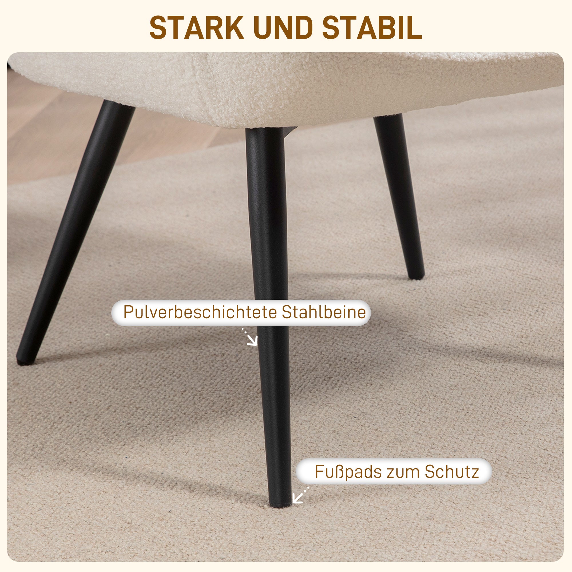 HOMCOM Polsterstuhl, modernes Design, 71x77x102cm, Cremeweiß