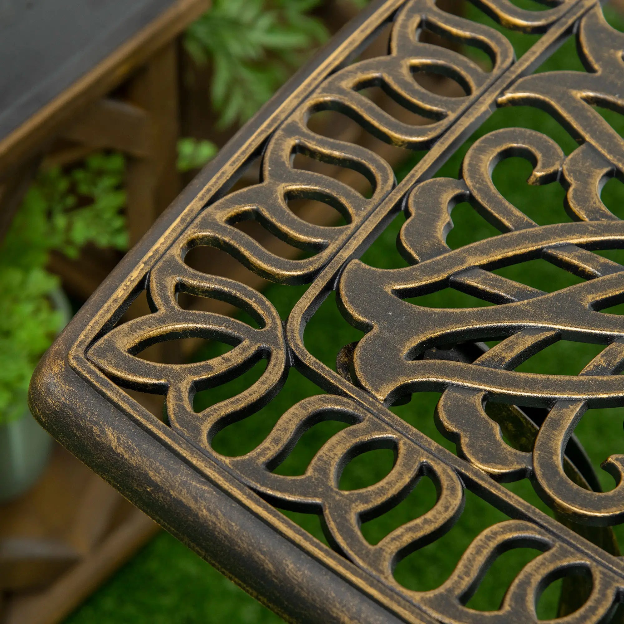 Outsunny Gartentisch Vintage-Look Schirmöffnung Aluminium Bronze