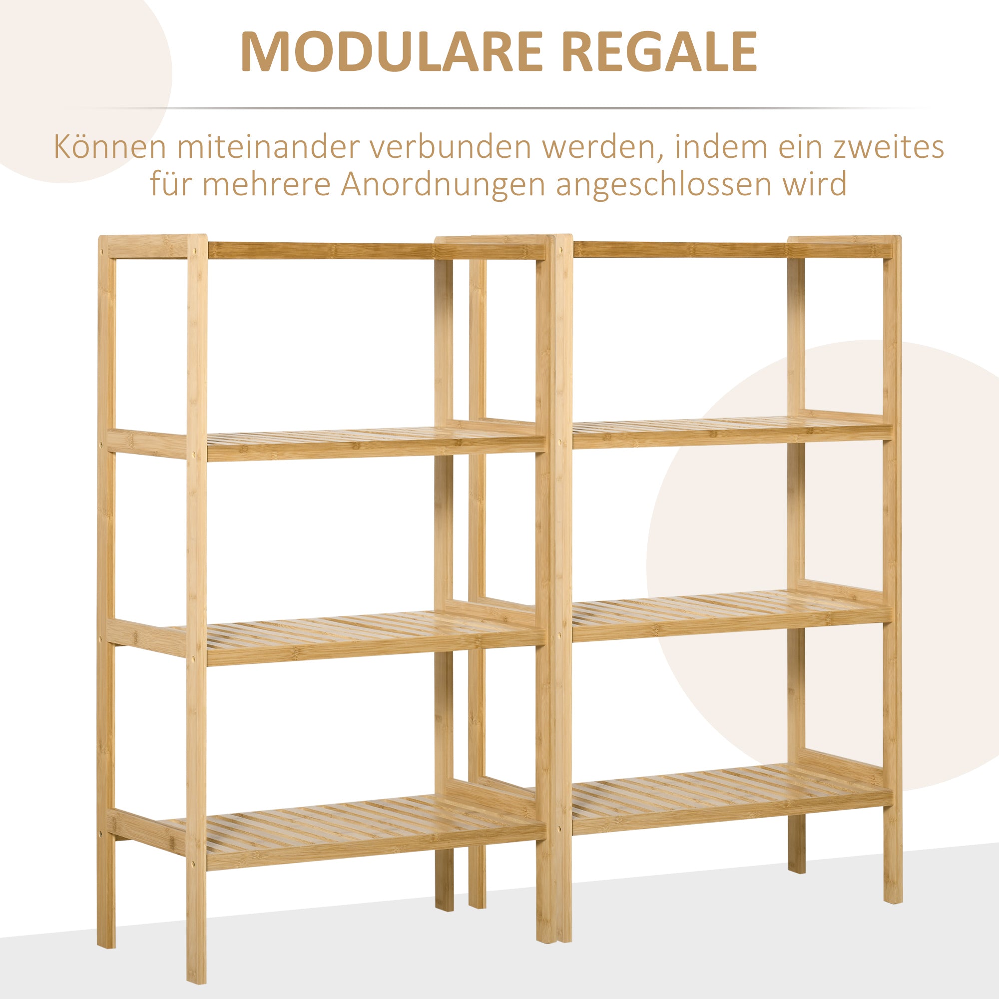 HOMCOM Standregal Bücherregal 4-stufiges Bambusregal Büroregal Lagerregal Aktenregal Küchenregal für Bad Küche Wohnzimmer Schlafzimmer Bambus Natur 62 x 33 x 112 cm