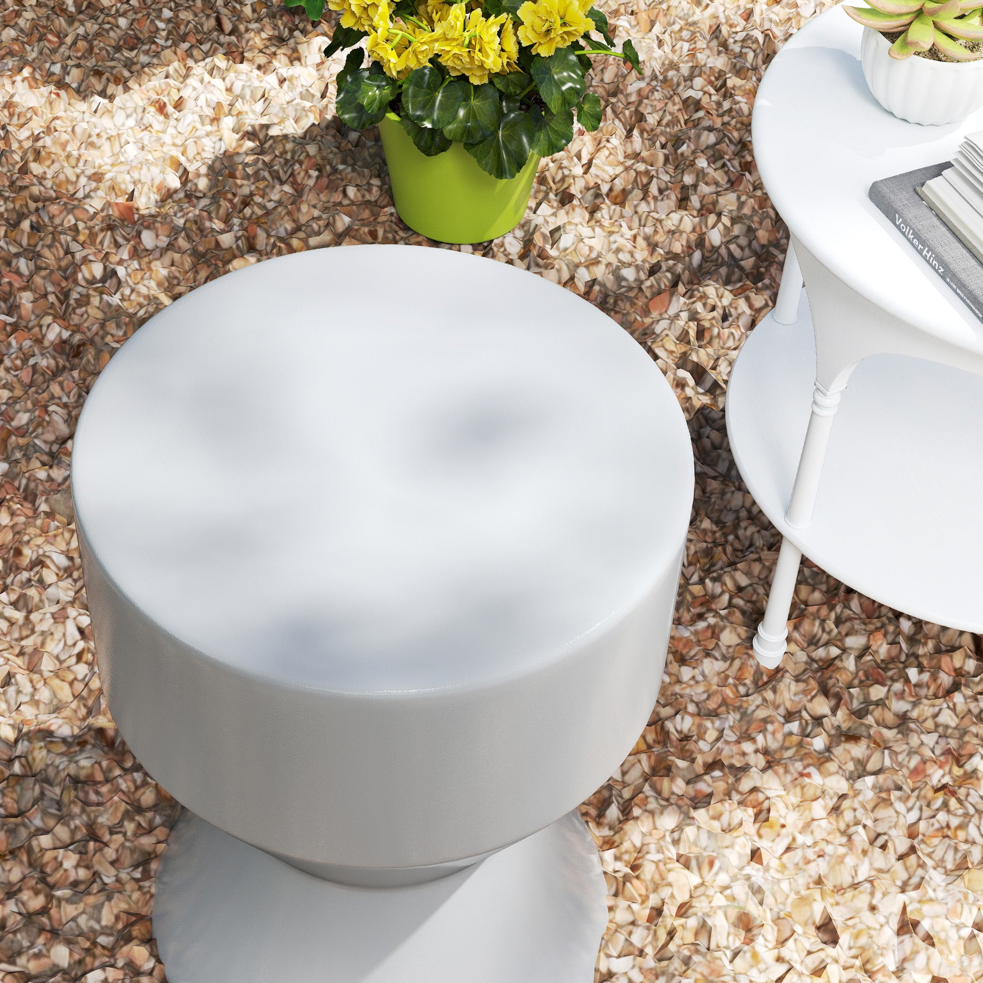 Outsunny Sitzhocker aus Keramik 120kg belastbar Ø33 x 45,5 cm Wetterfest Garten Hocker in Sanduhrform Hellgrau