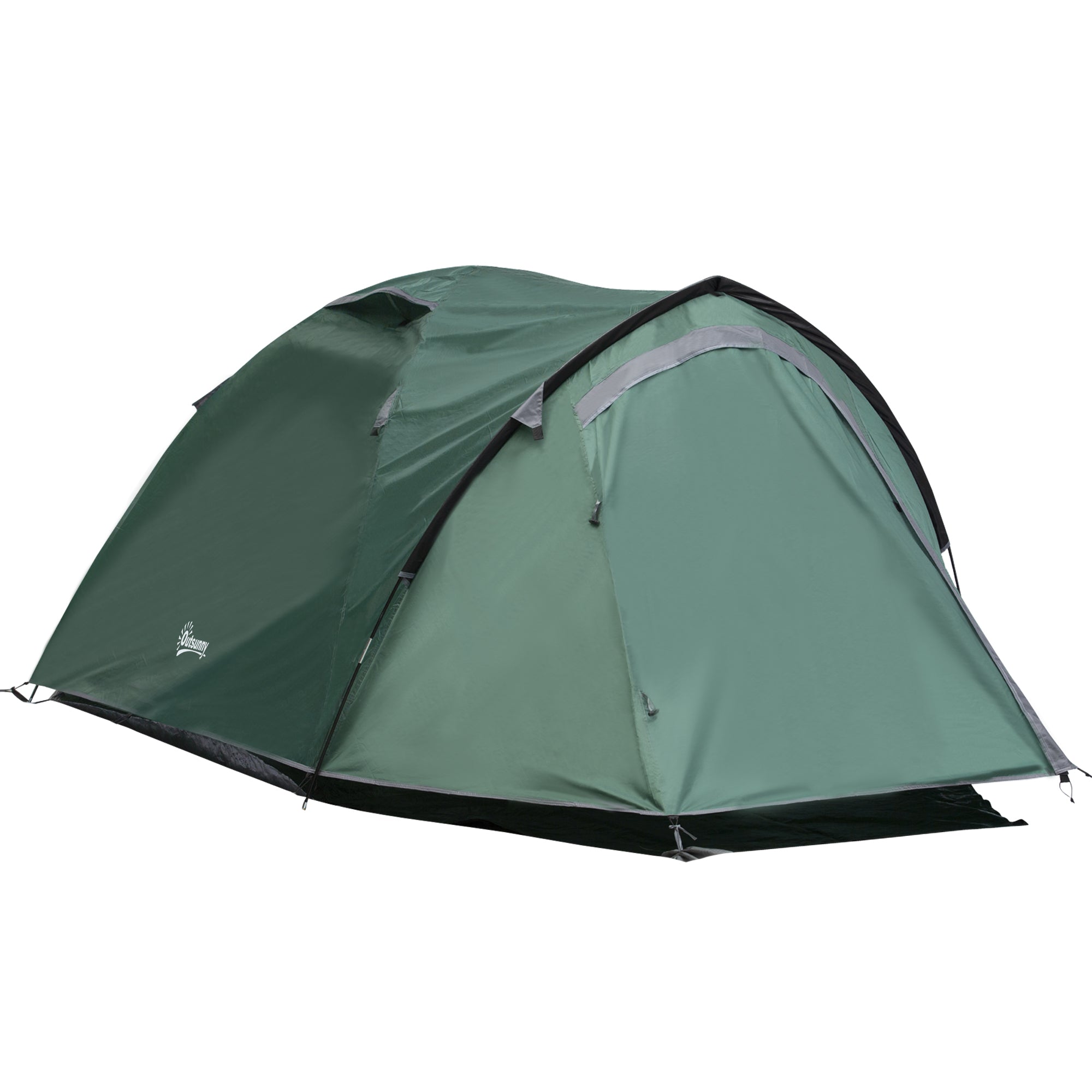 Outsunny 2-Personen-Campingzelt, Netzöffnungen, Lampenhaken, Tragetasche, Grau+Gelb