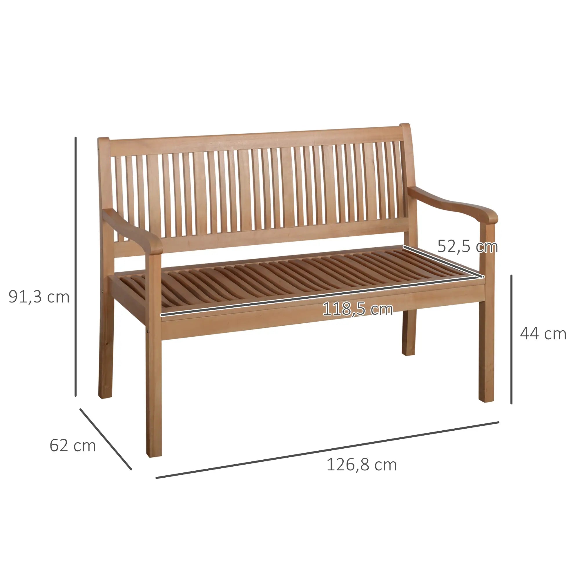Outsunny Gartenbank 2-Sitzer Pappelholz Gelb