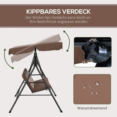 Outsunny 3-Sitzer Hollywoodschaukel mit verstellbarem Dach