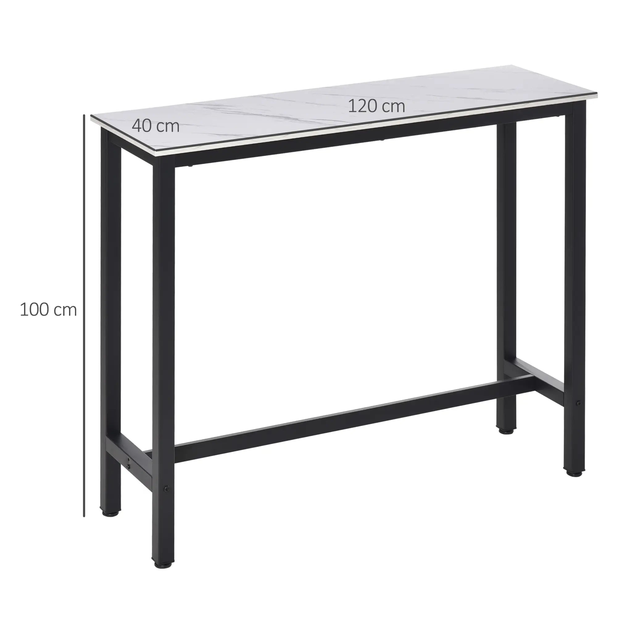 HOMCOM Bartisch Stehtisch Marmoroptik rutschfeste Fußpads Weiß
