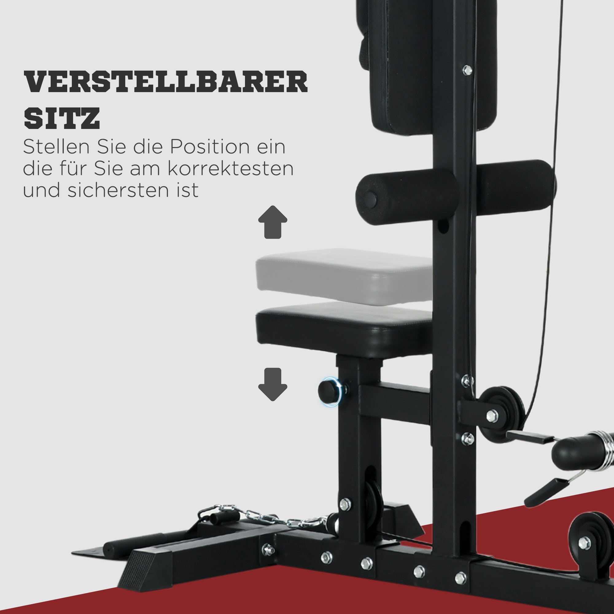 SPORTNOW Kraftstation für Zuhause, Ruderzüge, ohne Gewichte, Fitnessgerät für Zuhause, Stahl, Kunstleder, Schwarz