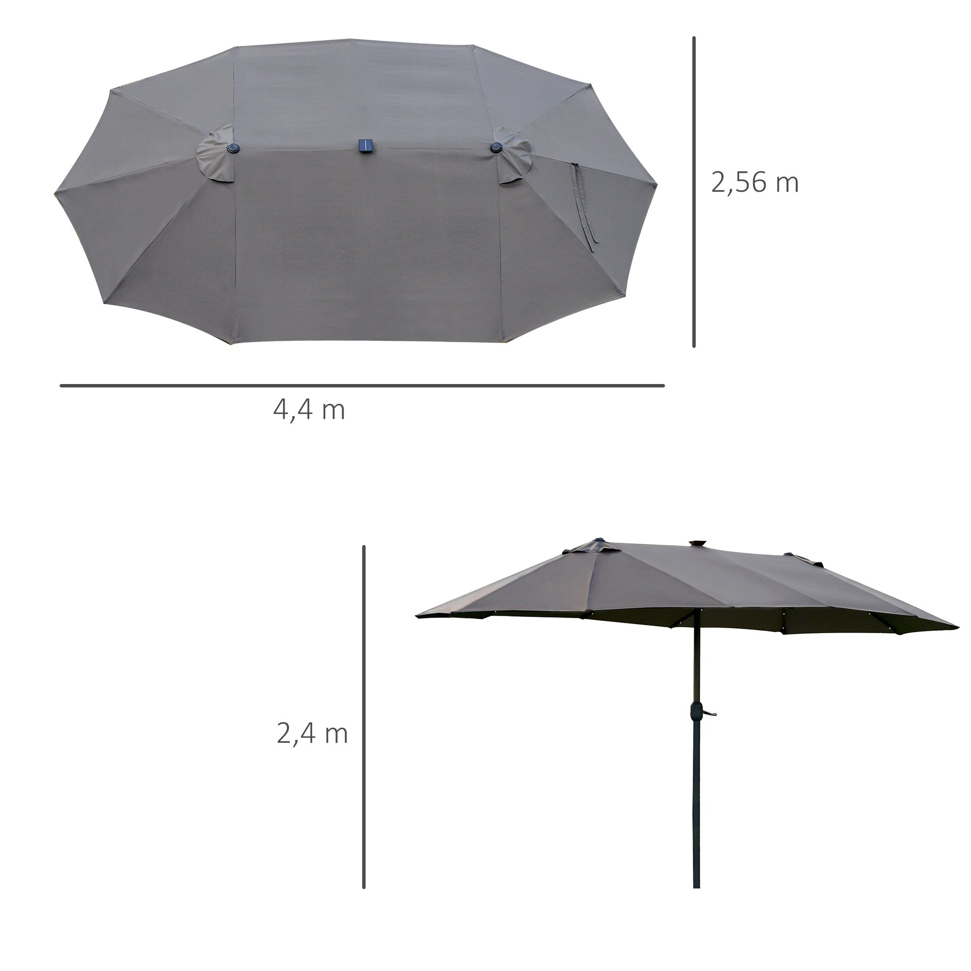 Outsunny Sonnenschirm Oval Dunkelgrau 440 x 260 cm