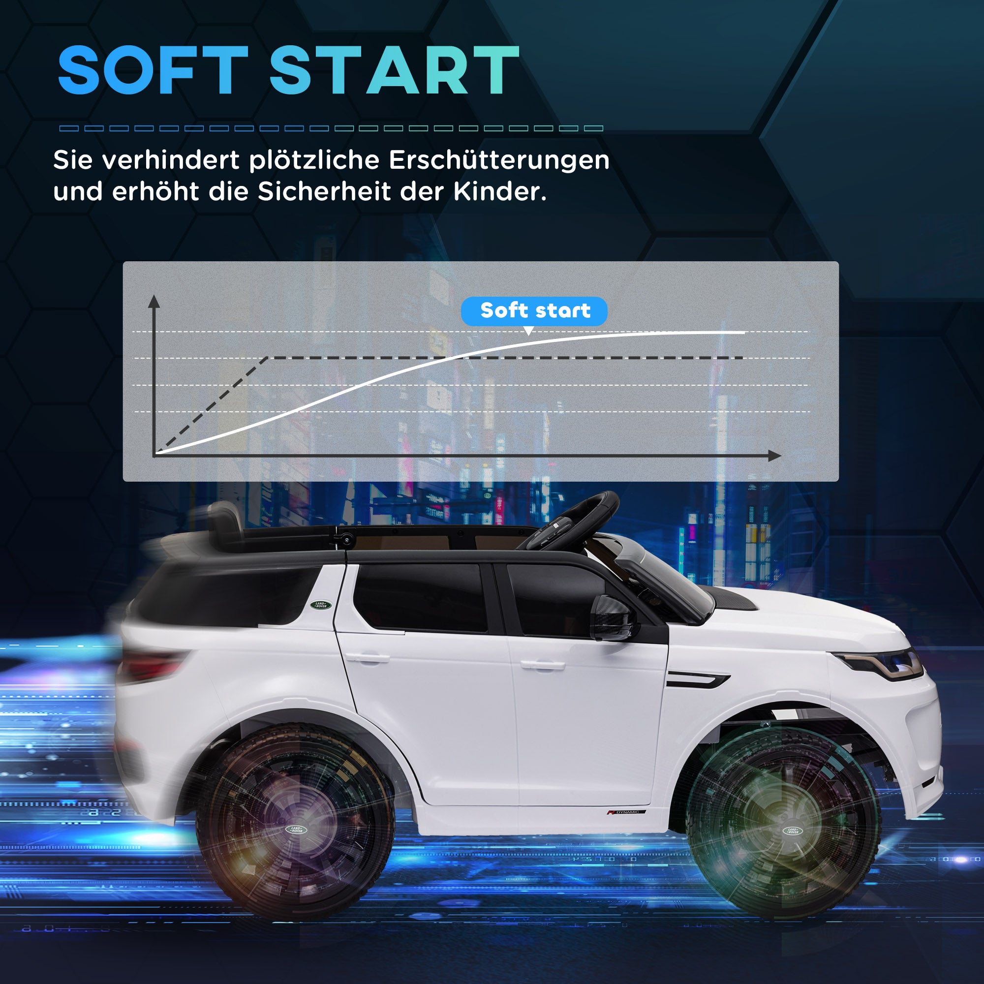AIYAPLAY Kinder-Elektroauto, 12V Kinderfahrzeug mit Fernbedienung, LED-Lichtern, Musik und Hupe, 3-6 Jahre, Weiß