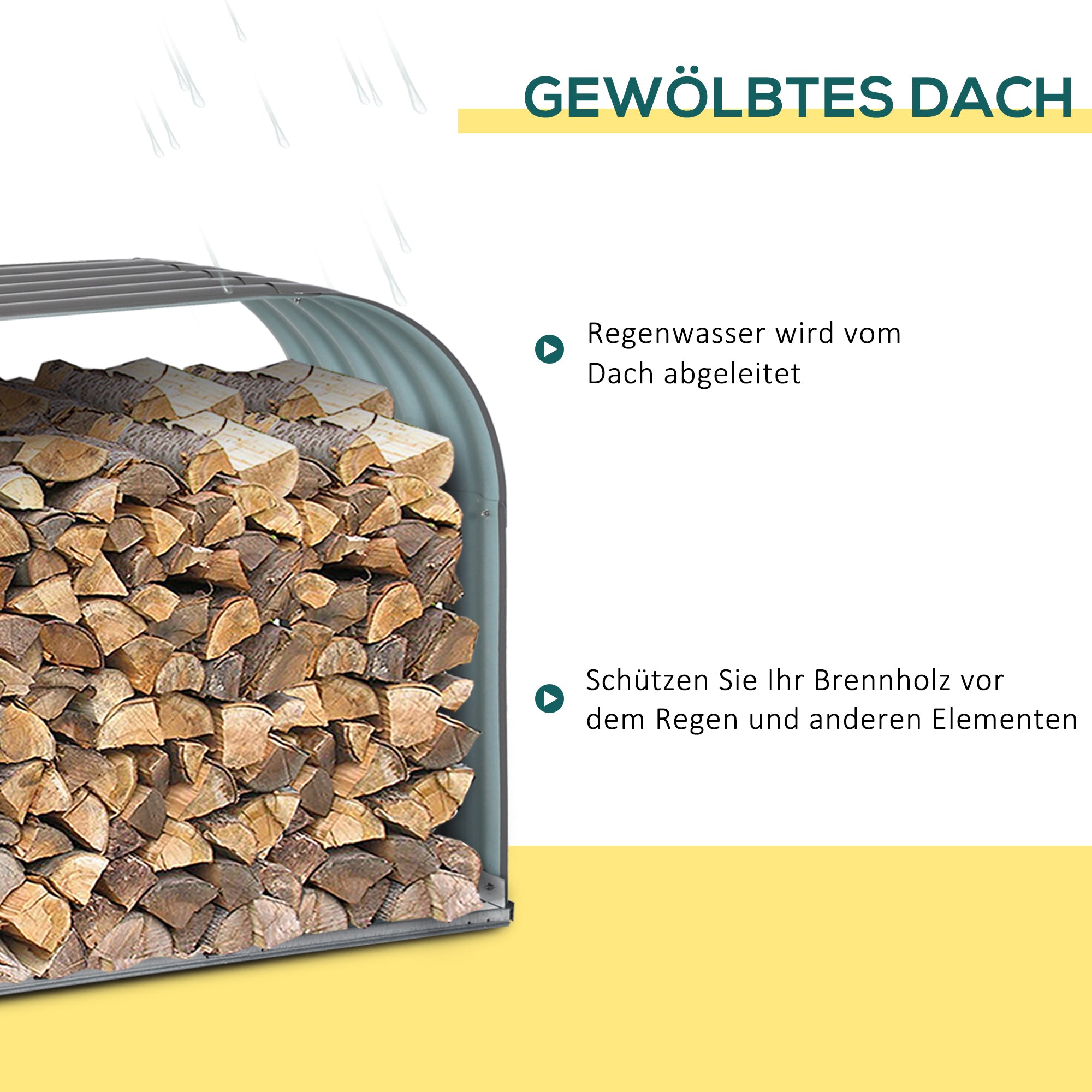 Outsunny Brennholzregal Holzregal, wetterbeständig, Stahl,  212 cm x 46 cm x 112 cm, Grau